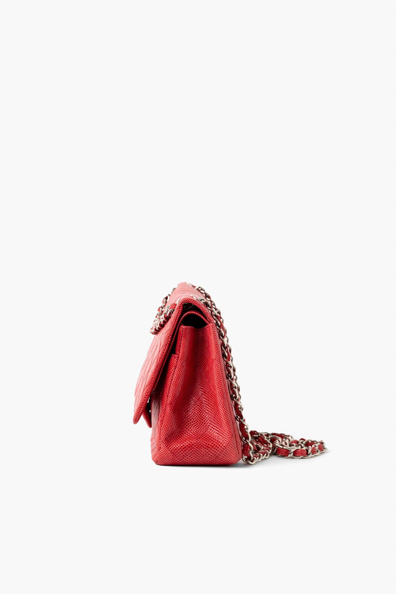 Chanel Red Lizard Classic Double Flap Jumbo Bag