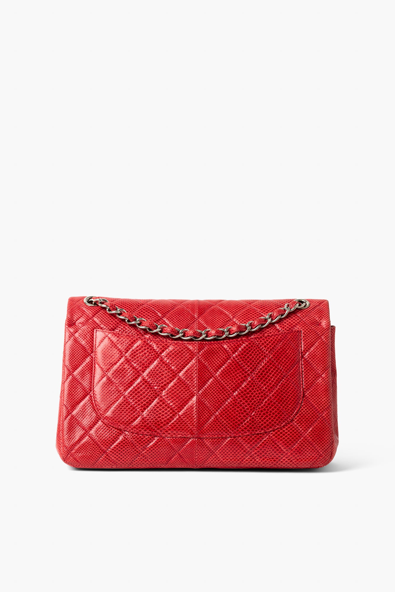 Chanel Red Lizard Classic Double Flap Jumbo Bag