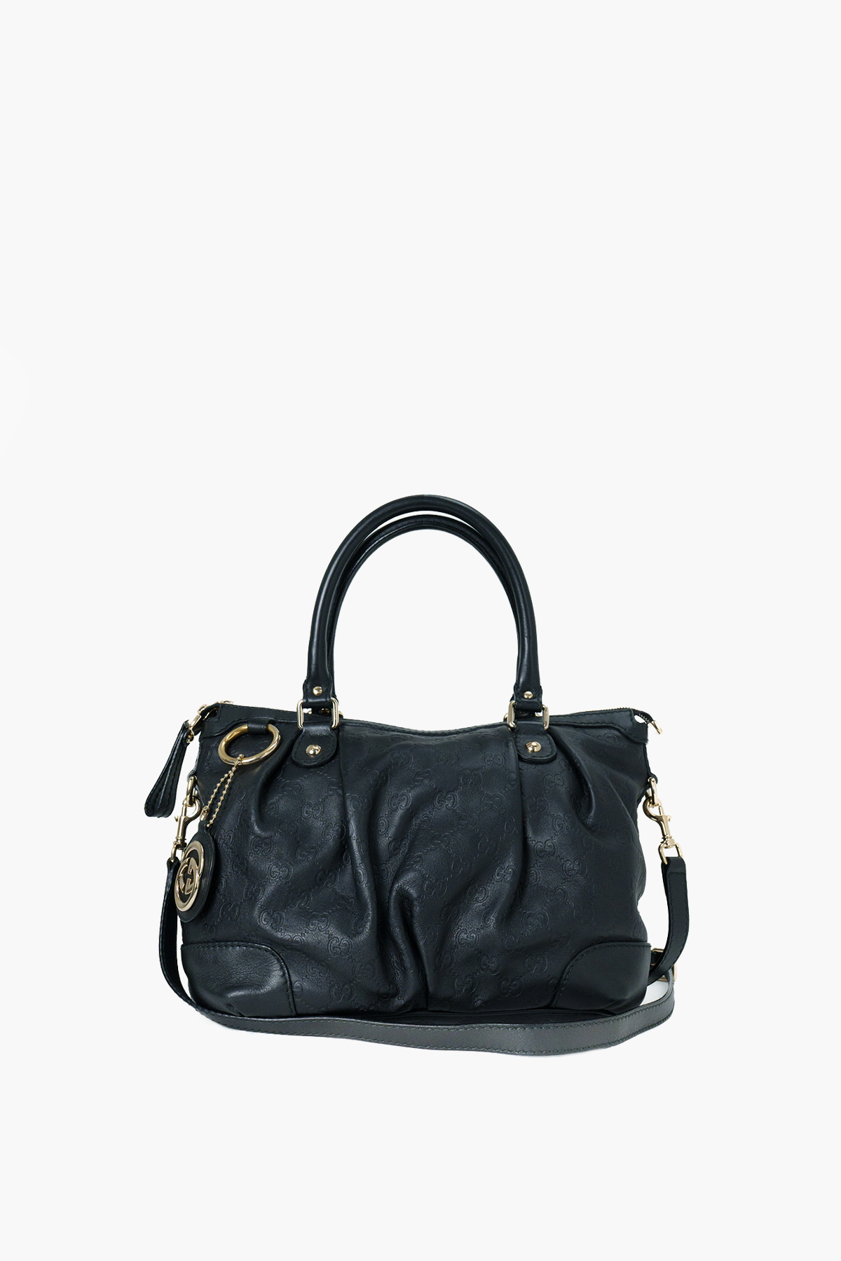 Gucci Black Guccissima Leather Medium Sukey Two-Way Bag