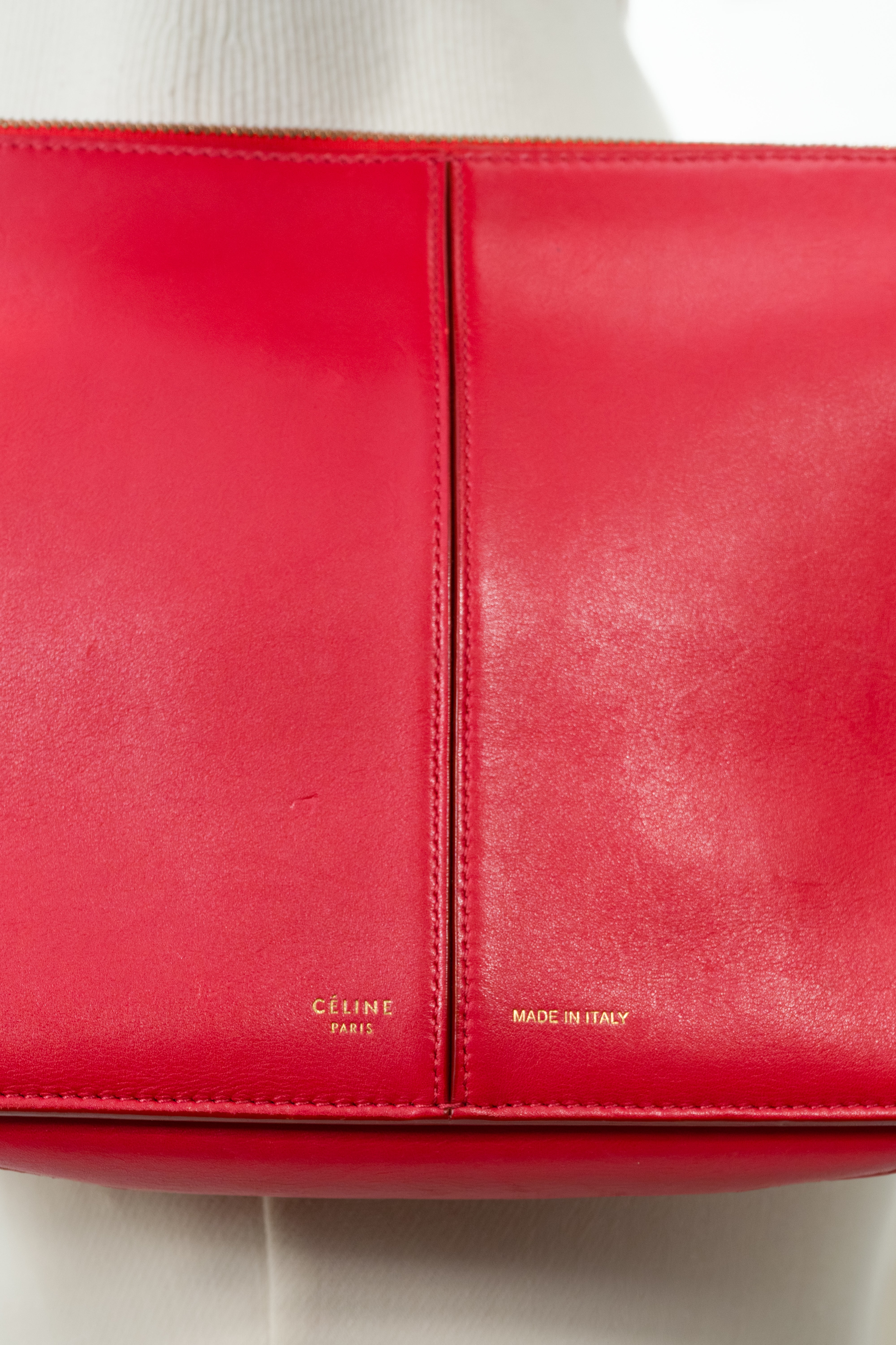 Celine Red Trifold Bag On Chain
