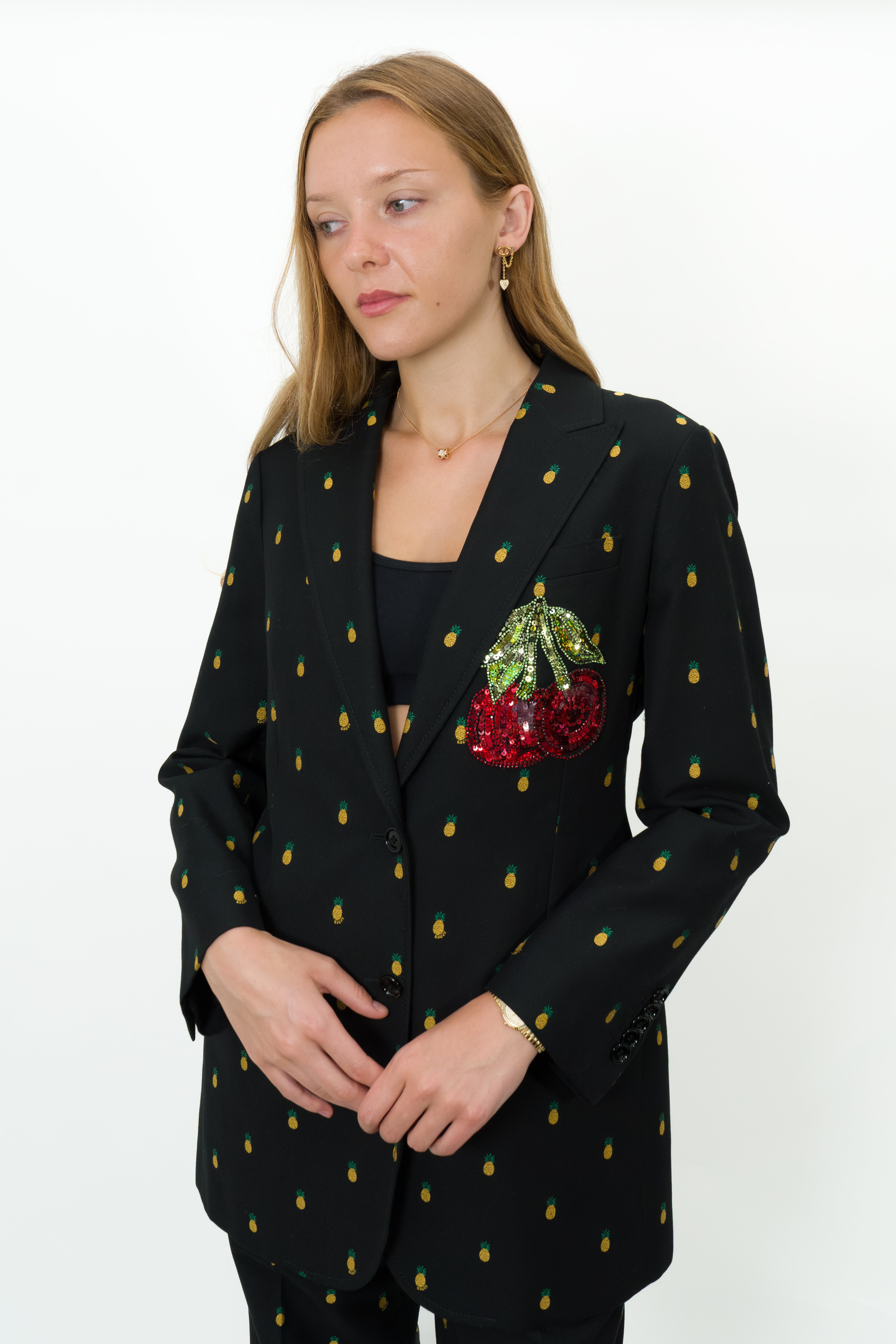 Gucci Black Pineapple Print Jacket Size 44