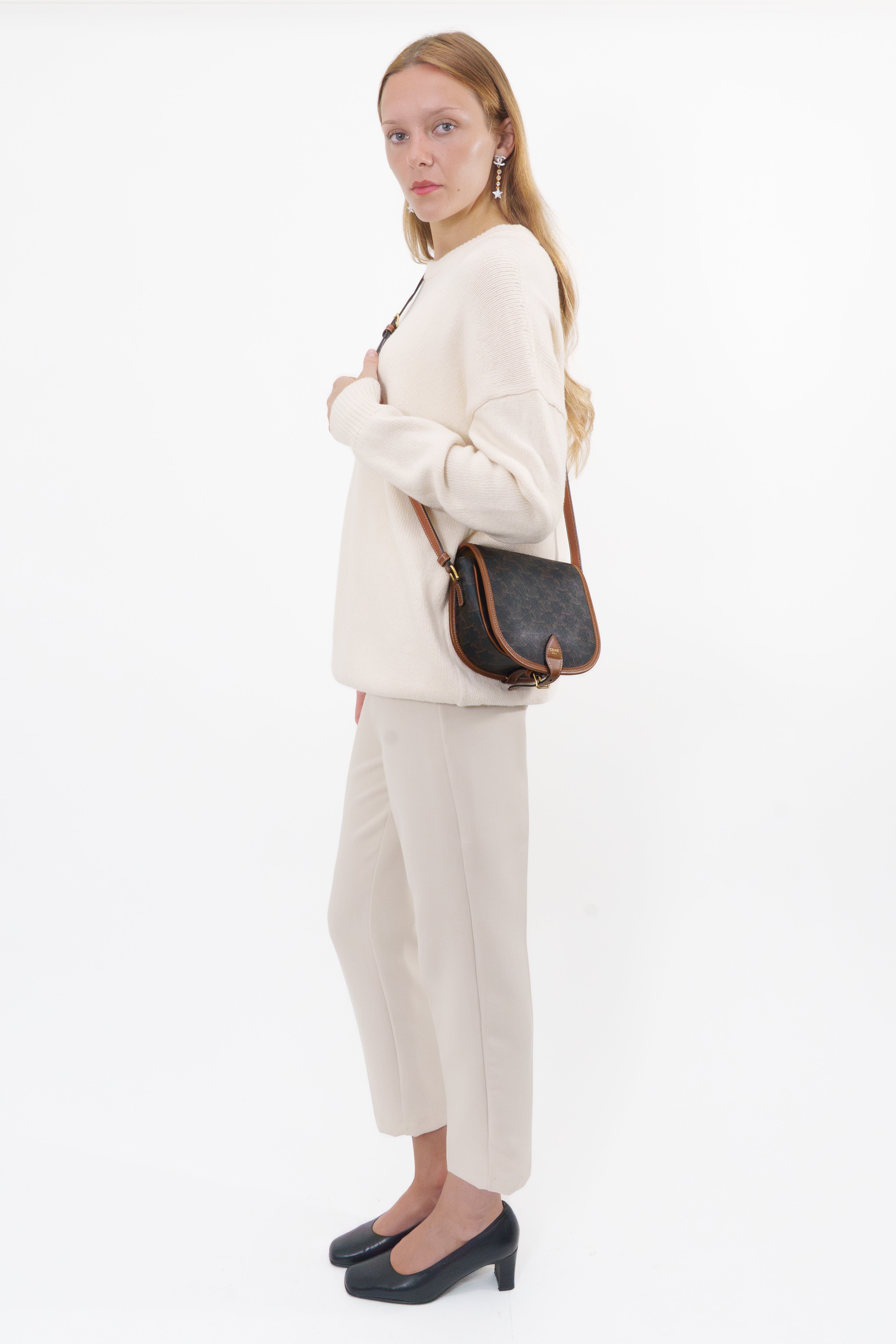 Celine Brown Medium Falco Crossbody Bag