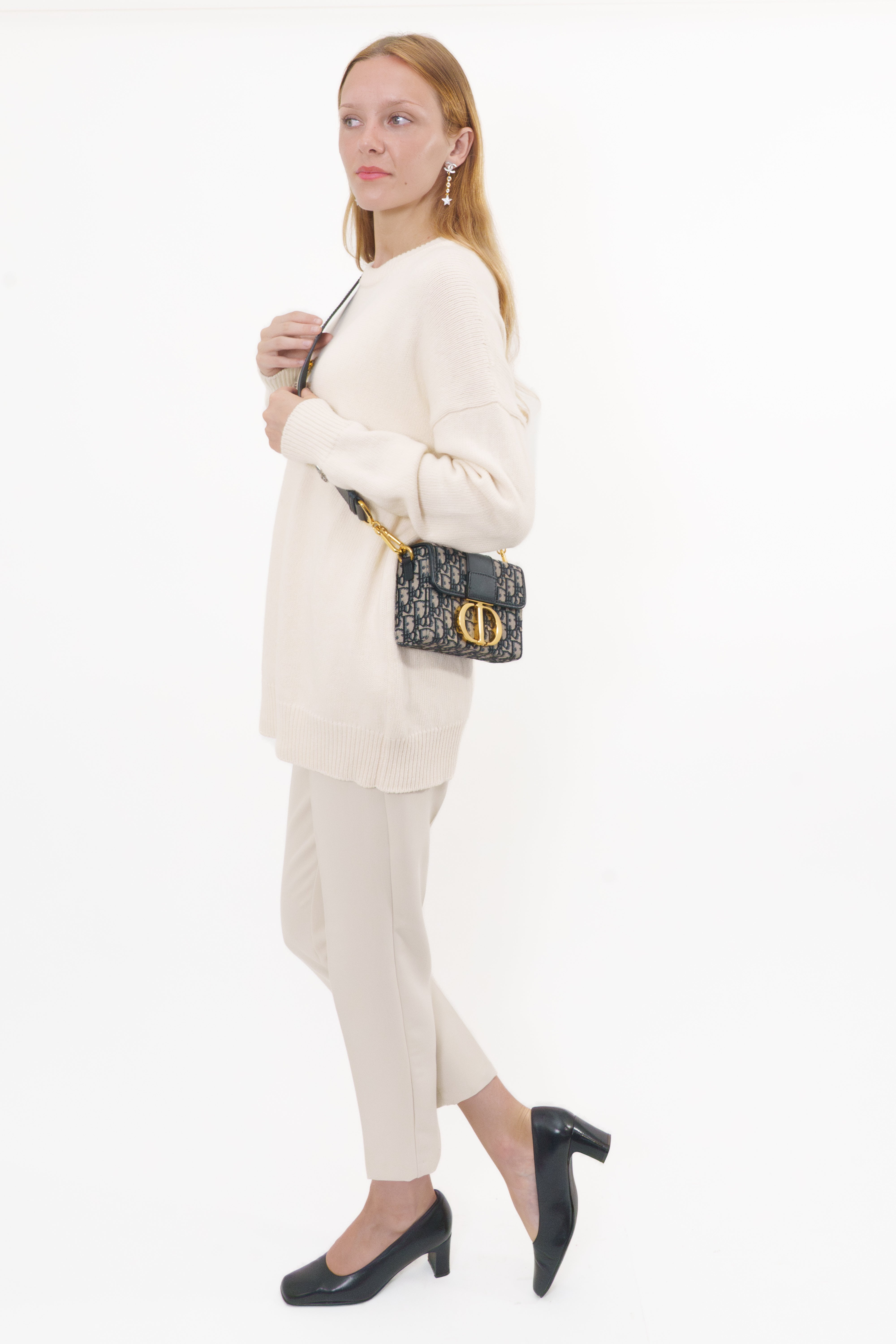 Christian Dior Navy Oblique Montaigne 30 Box Bag