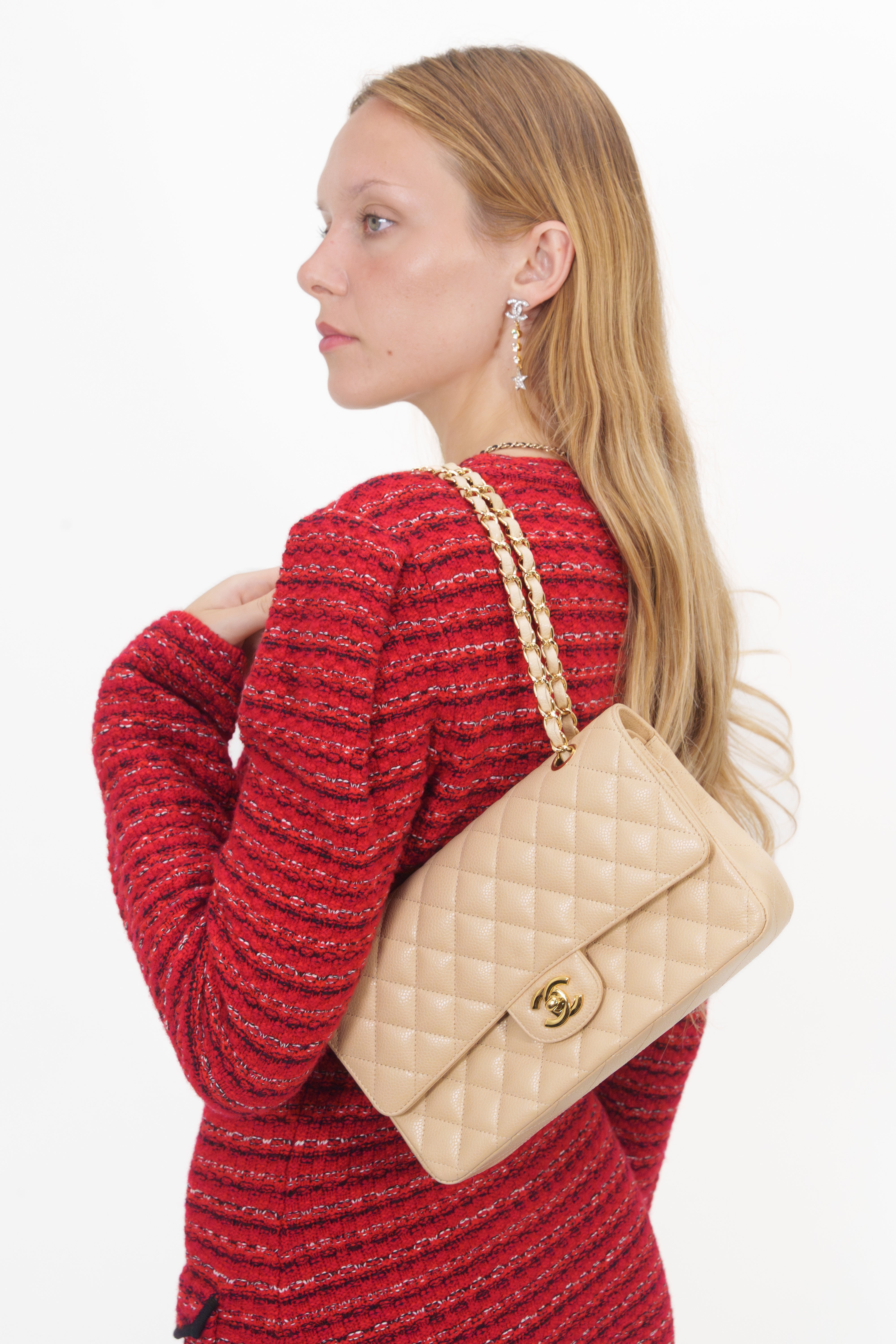 Chanel Beige Caviar Medium Classic Double Flap Bag