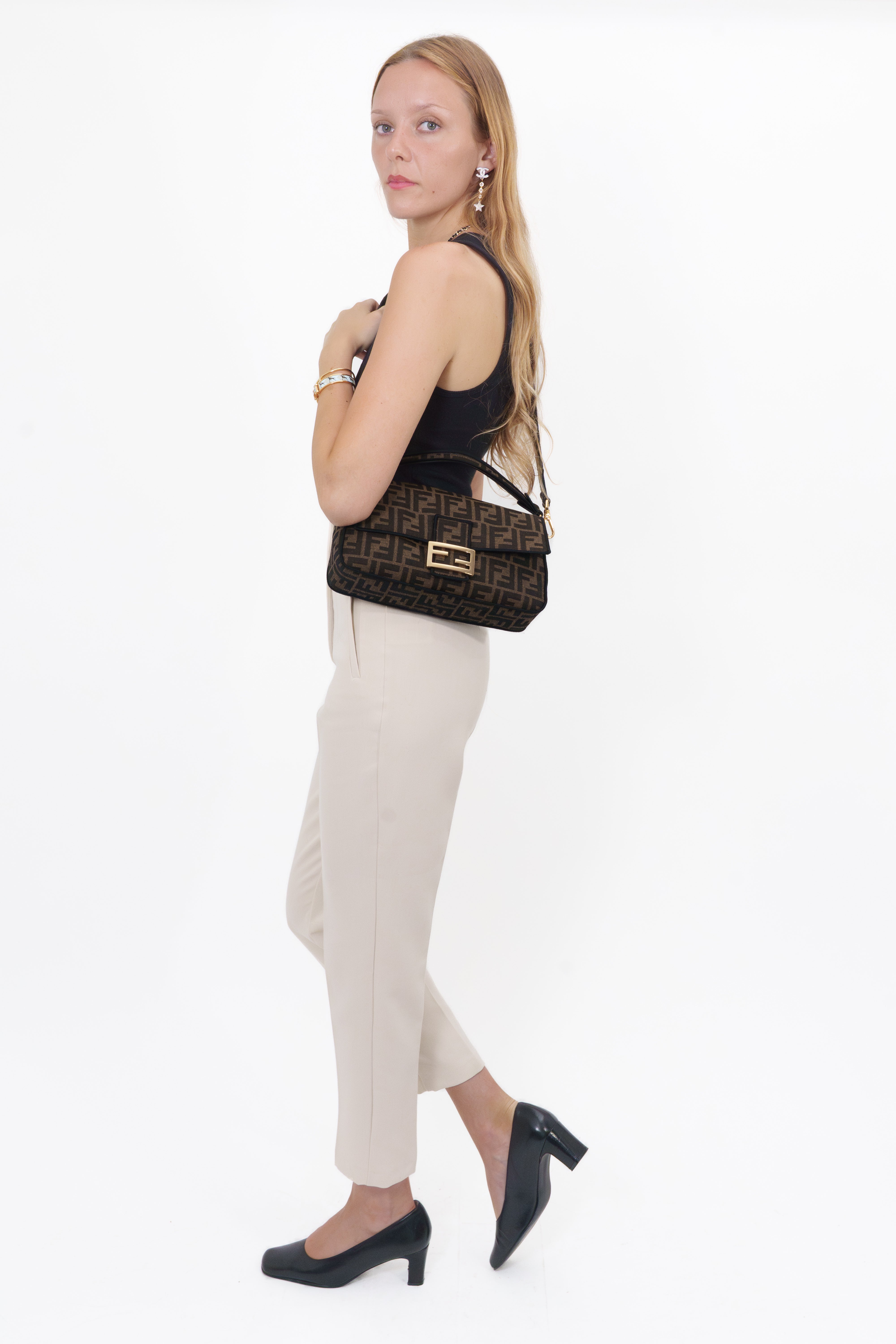 Fendi FF Jacquard 2-Ways Baguette Bag