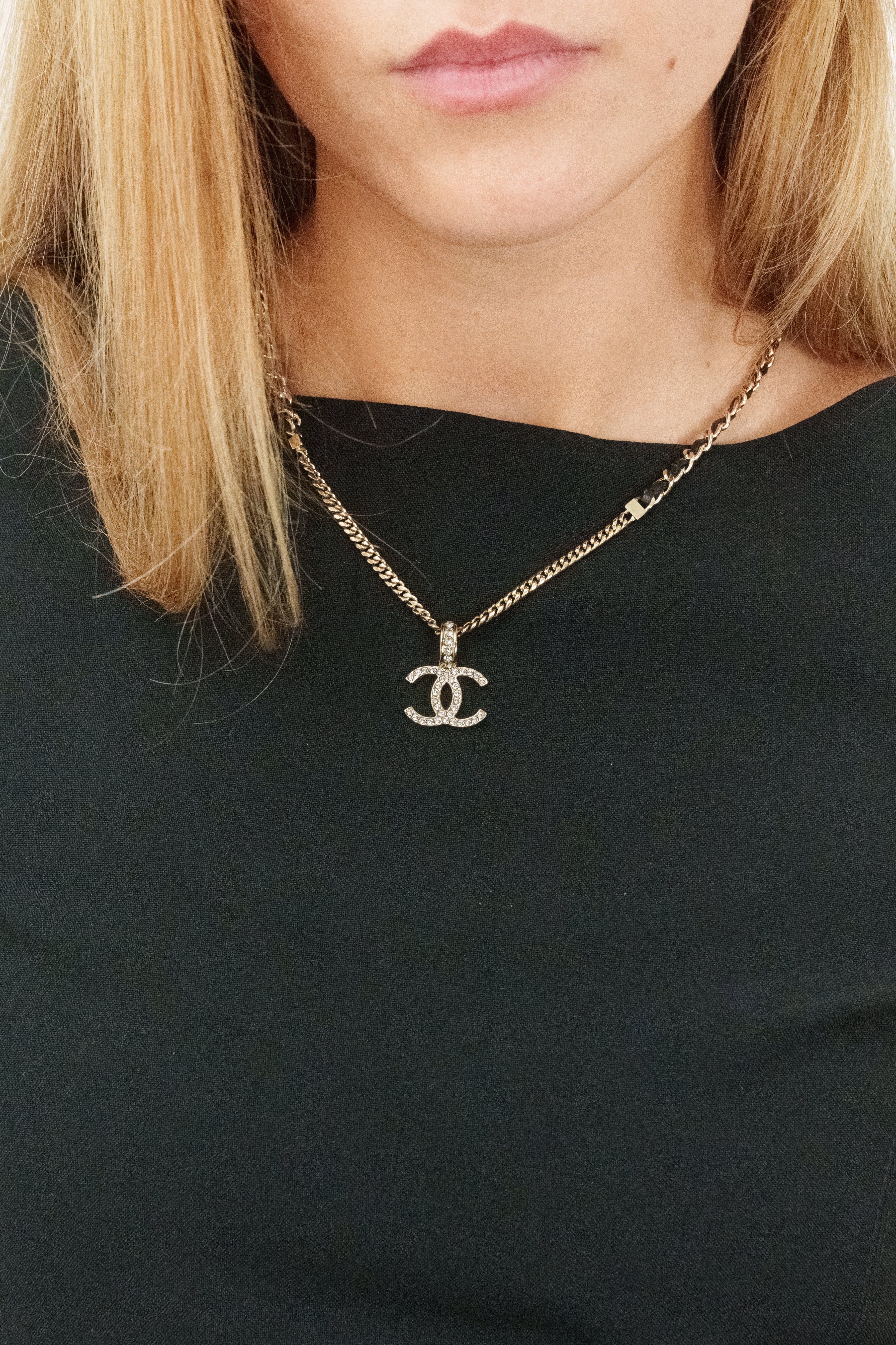 Chanel 24P Crystal CC Logo Necklace