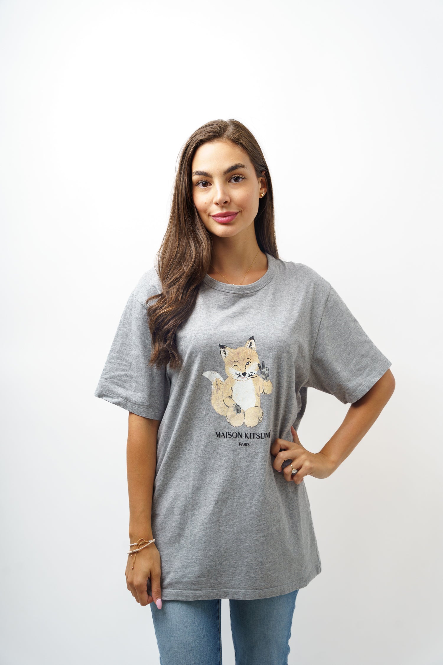 Maison Kitsune Grey Fox All Right T-Shirt Medium – Once More Luxury