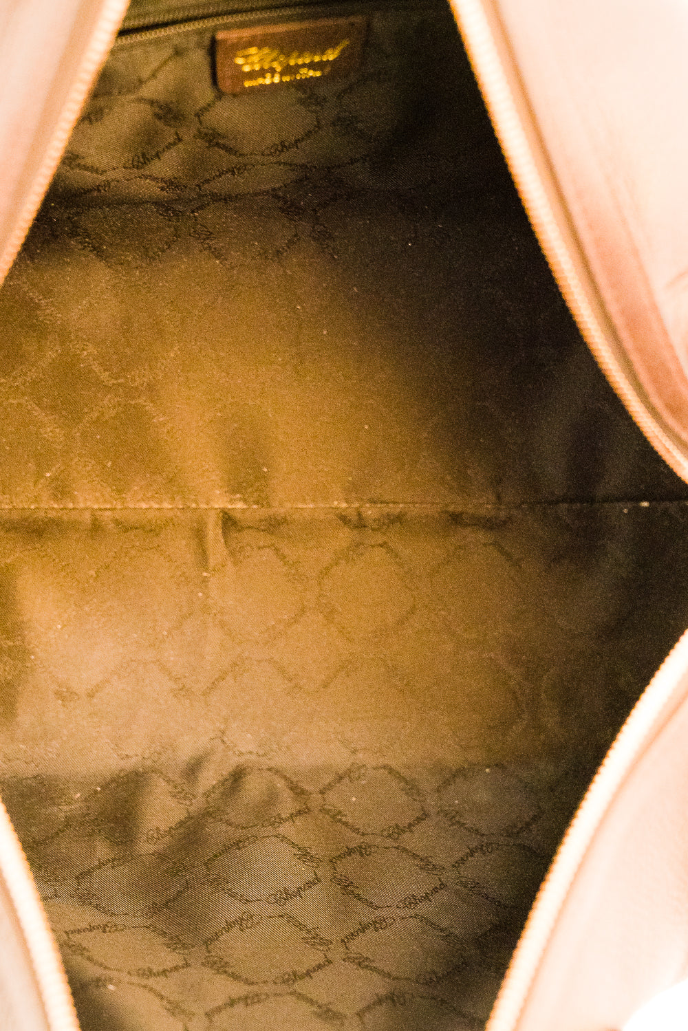 Chopard Brown Pebbled Leather Studded Boston Bag
