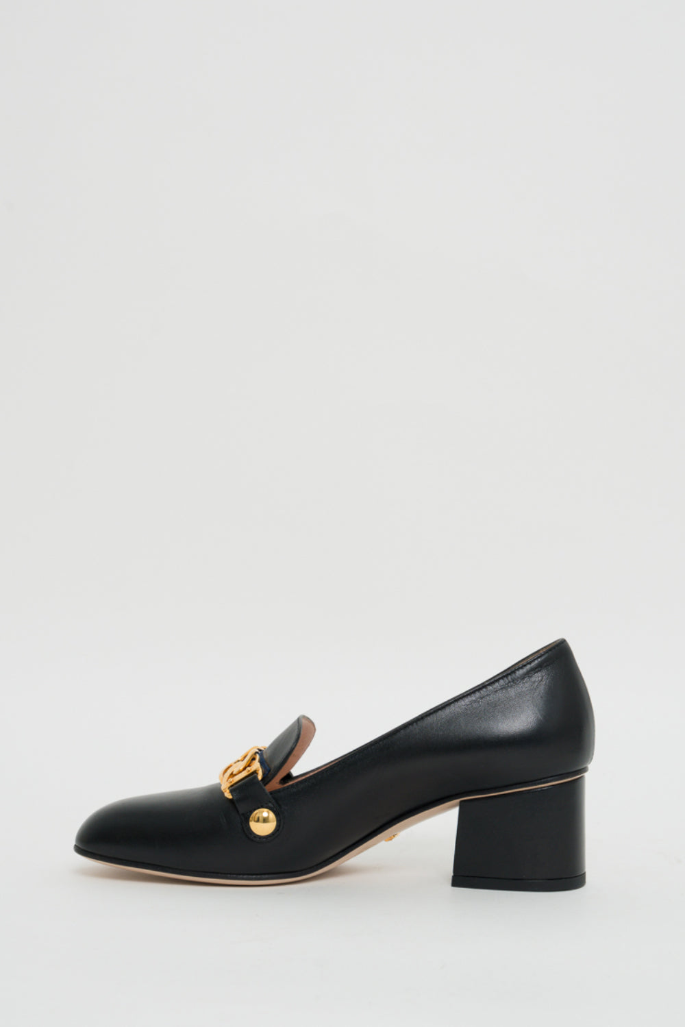 Gucci Black Sylvie Leather Mid-Heel Pumps Size 36