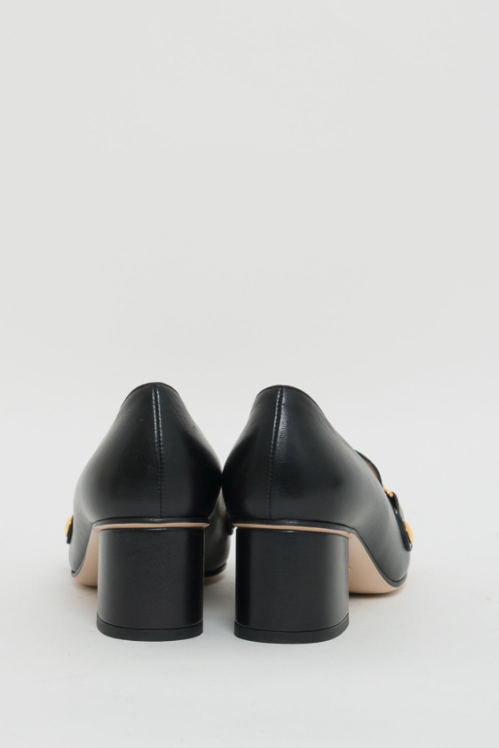 Gucci Black Sylvie Leather Mid-Heel Pumps Size 36