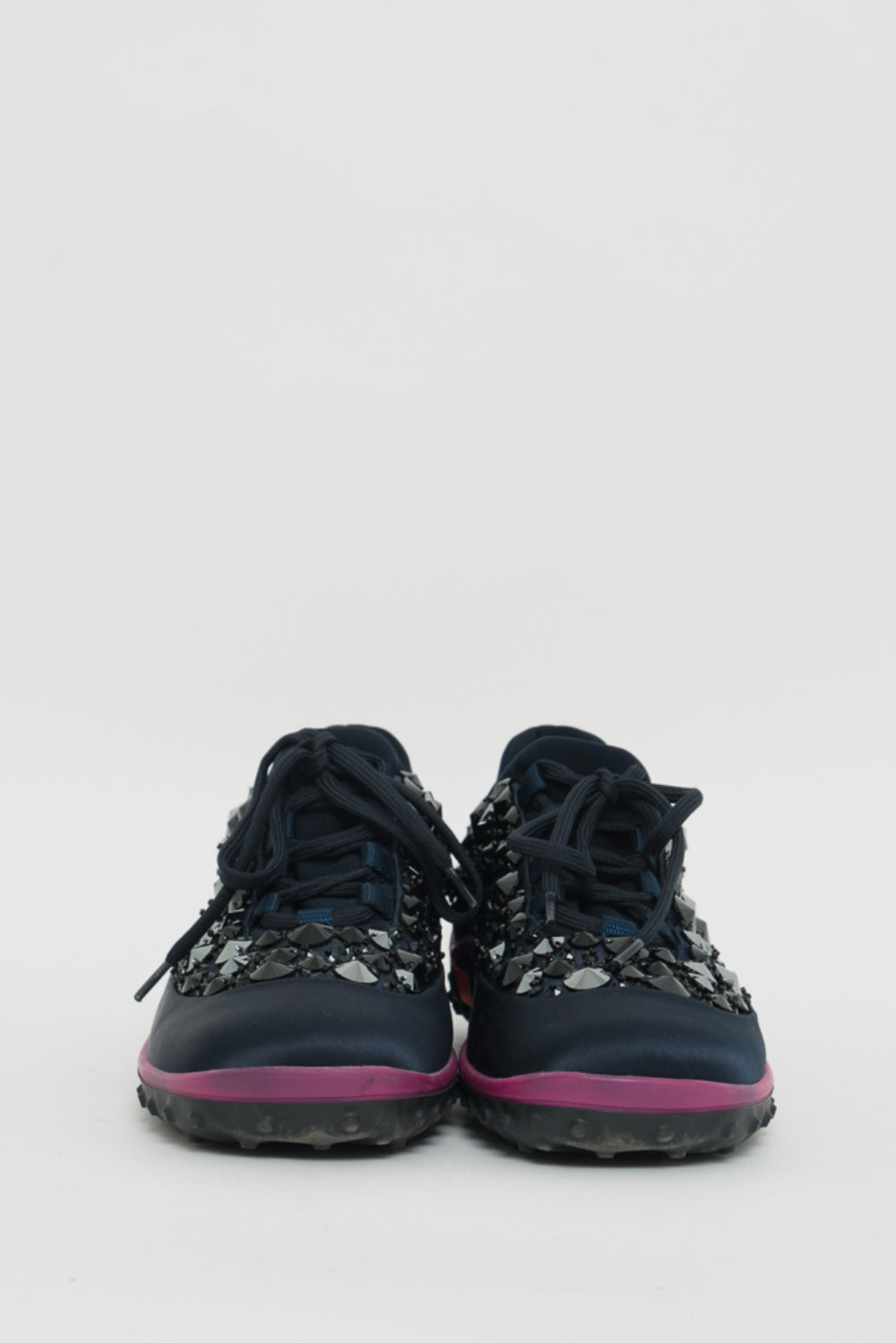Miu Miu Blue Satin Sneakers With Black Sequins 38