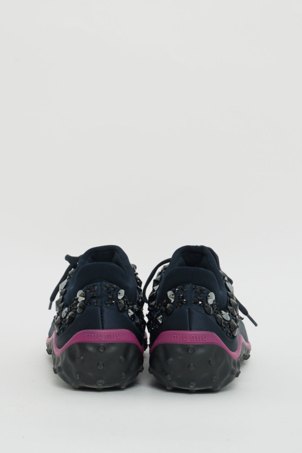 Miu Miu Blue Satin Sneakers With Black Sequins 38