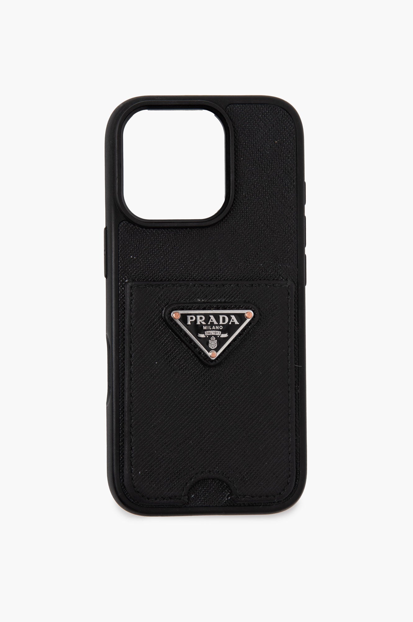 Prada Black Saffiano Leather iPhone 15 Pro Max Case