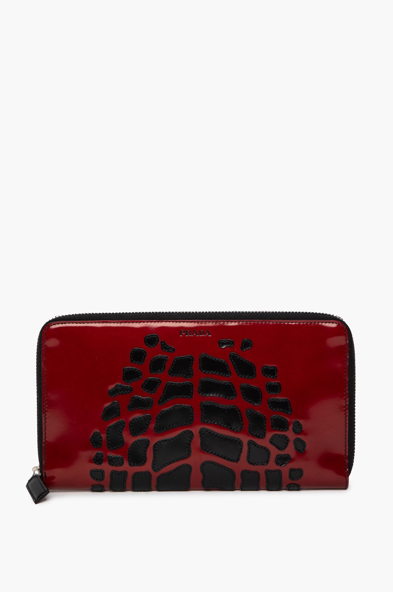 Prada Red/Black Spazzolato Long Clutch/Wallet