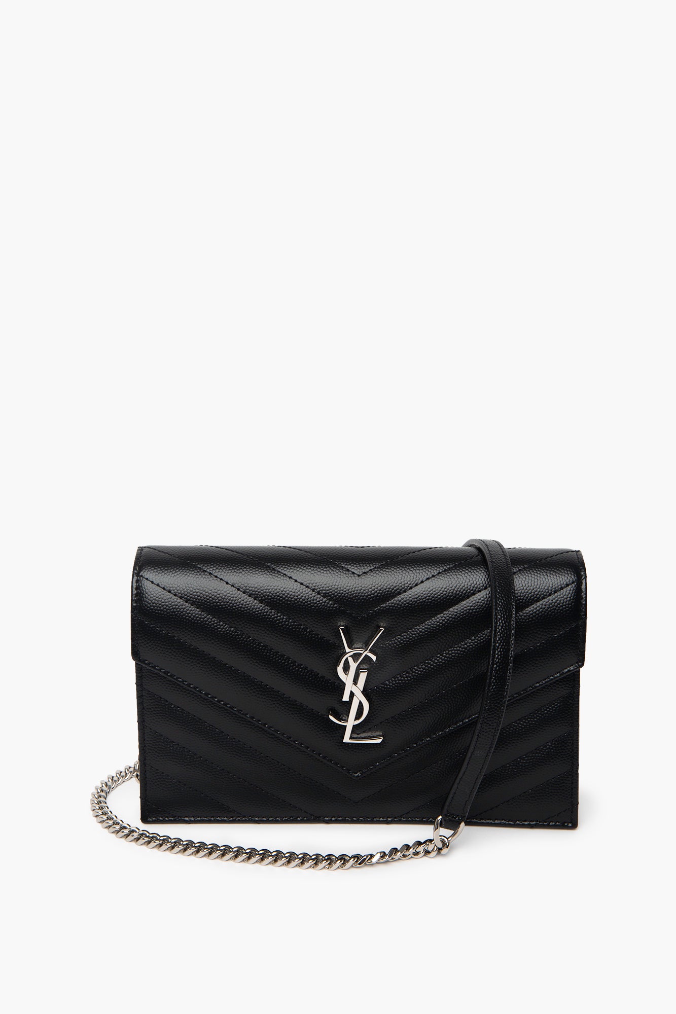 Saint Laurent Black Cassandre Envelope Chain Wallet