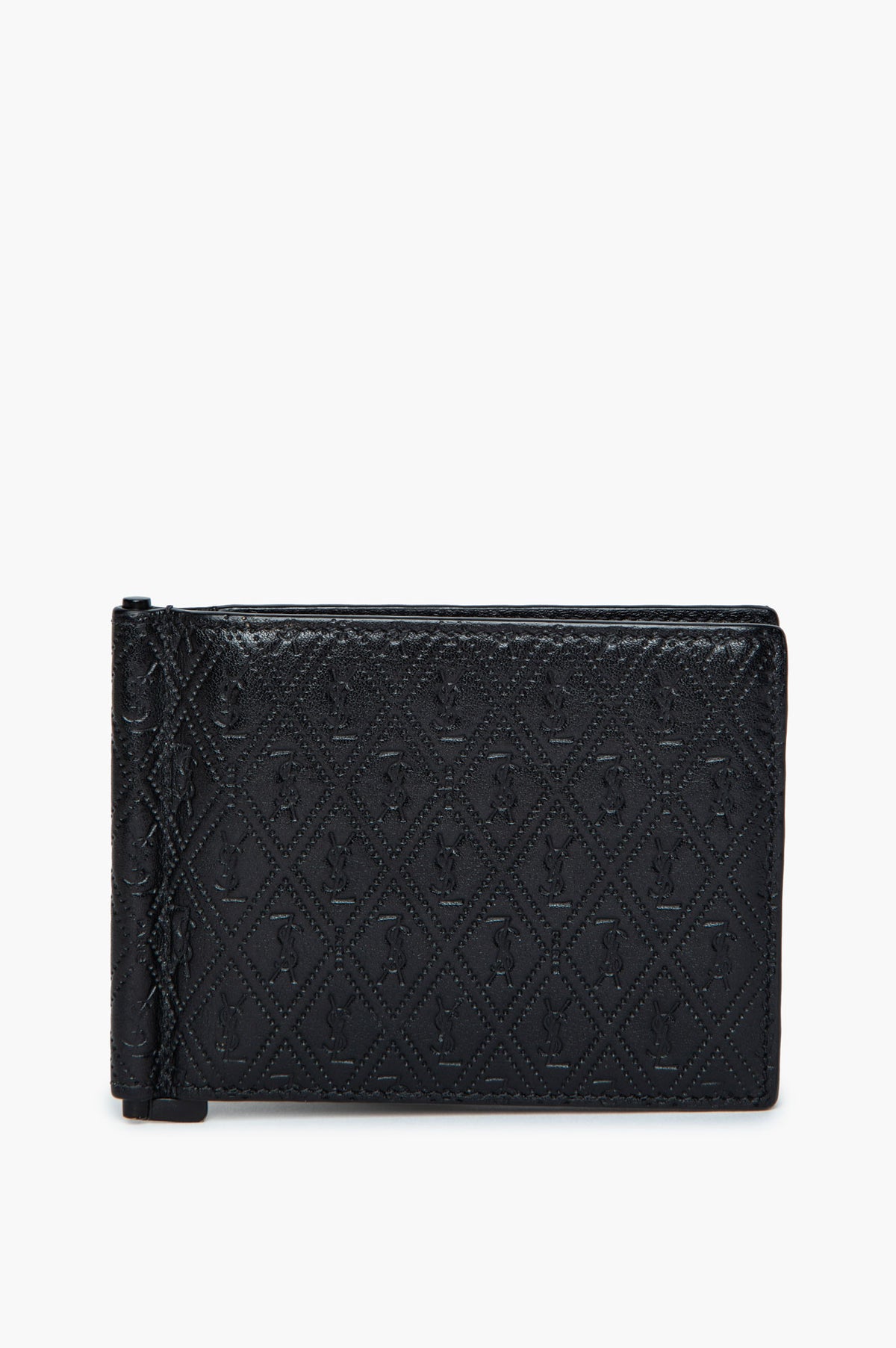 Saint Laurent Black Monogram Embossed Leather Bill Clip Wallet