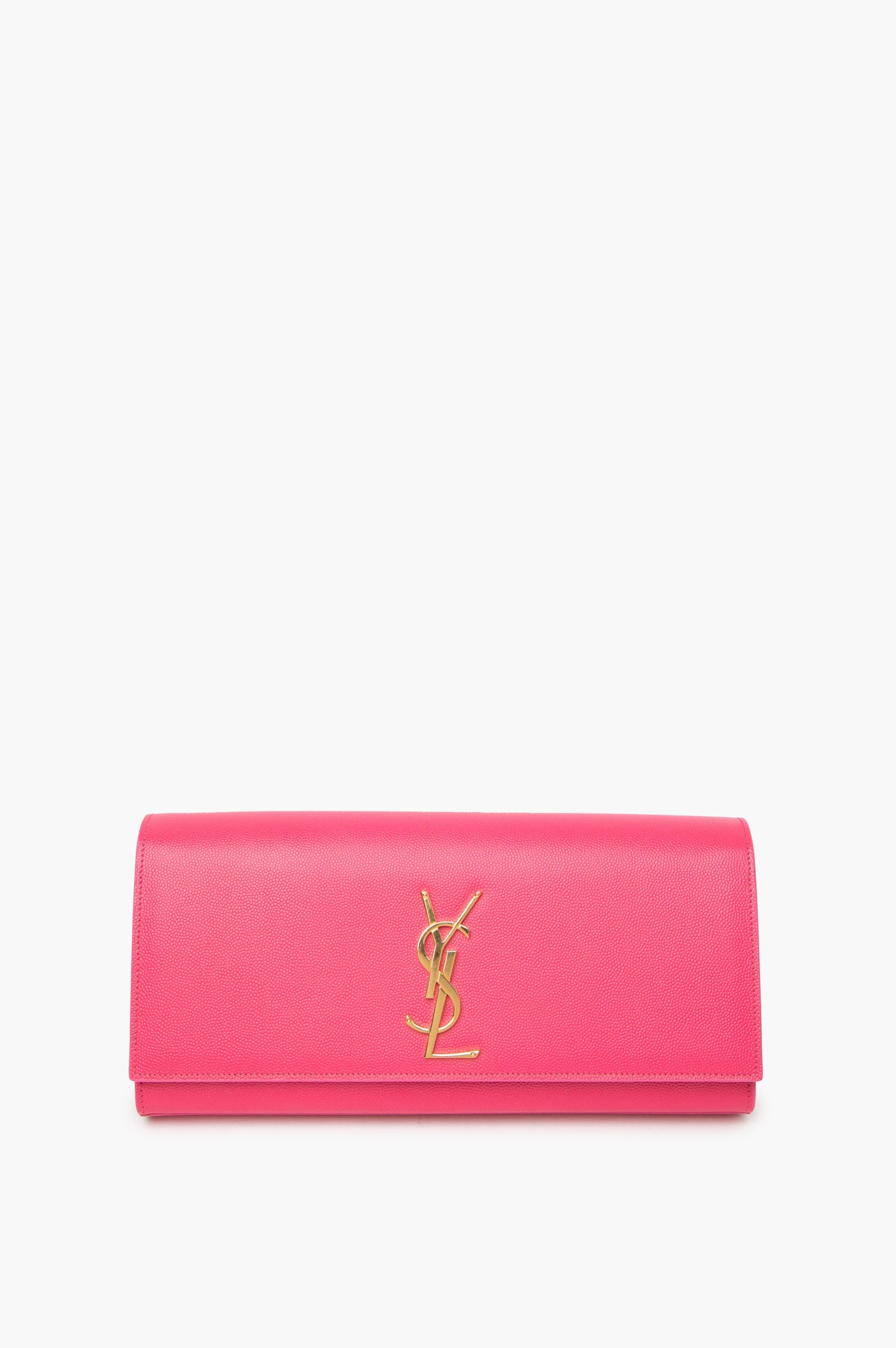 Saint Laurent Classic Monogram Cassandre Clutch Hot Pink - front