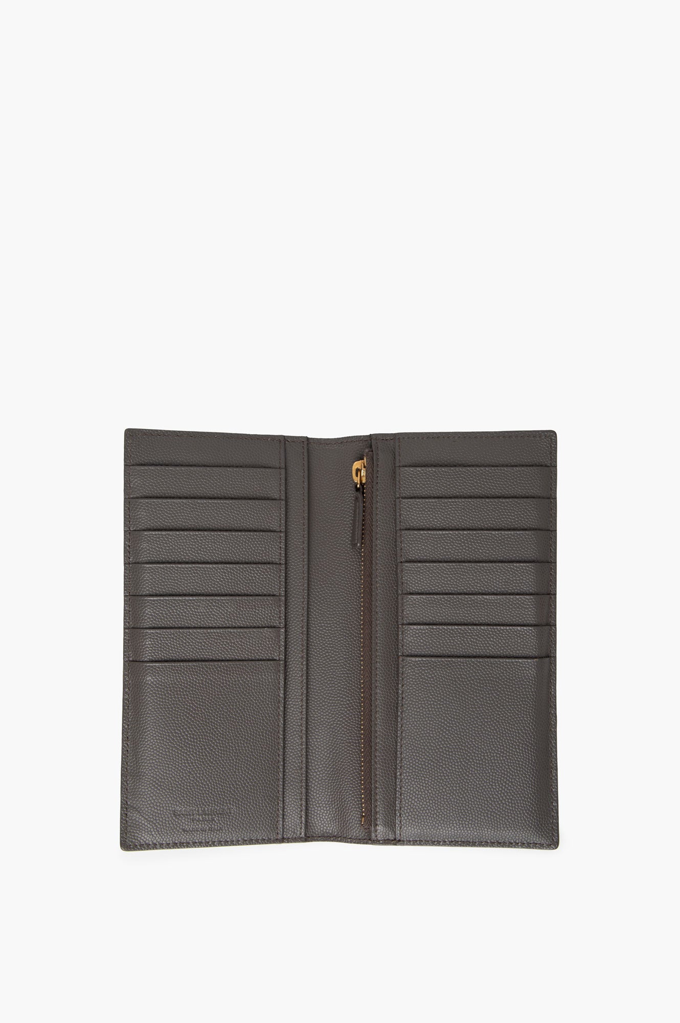 Saint Laurent Grey Continental Bifold Long Wallet open