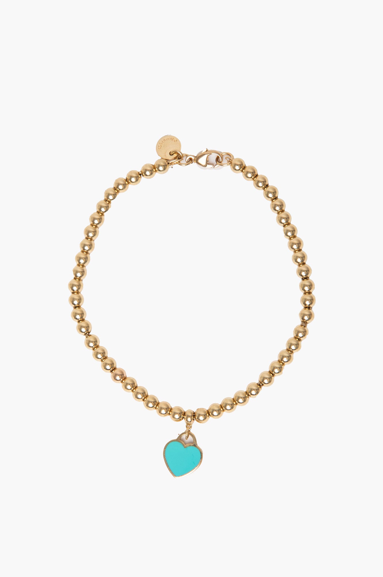 Tiffany & Co. 18K Yellow Gold Return to Tiffany Mini Heart Tag Bead Bracelet