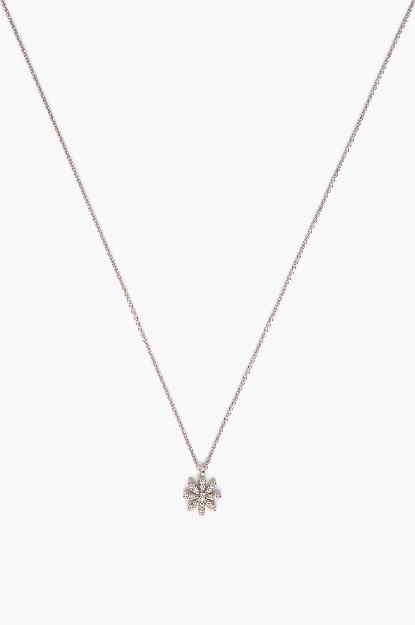 Tiffany & Co. 18k White Gold Diamond Daisy Pendant Necklace