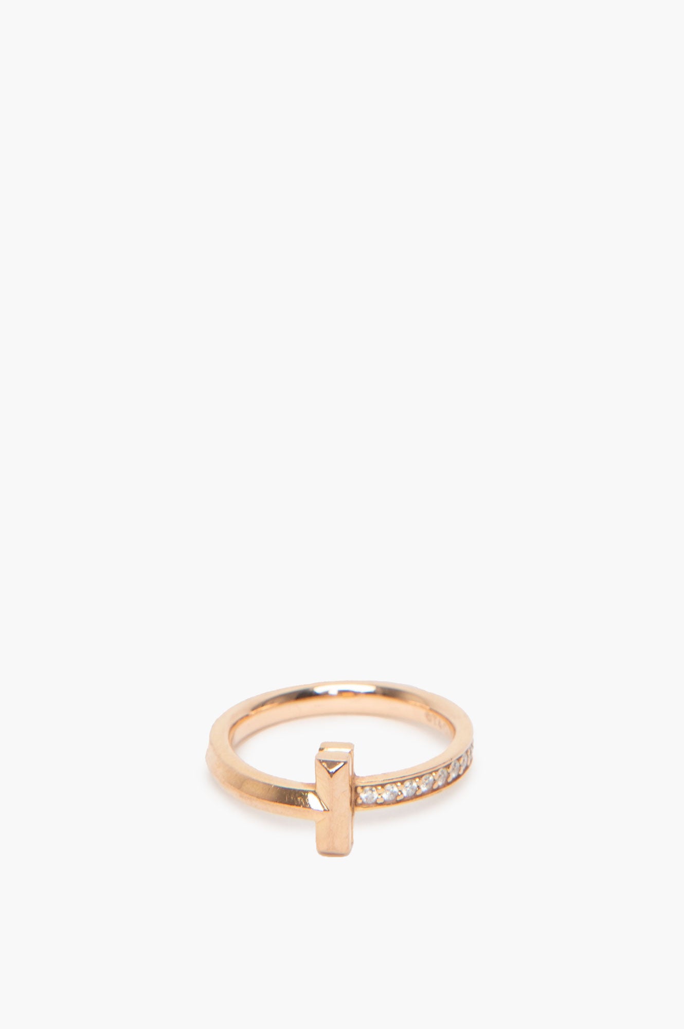 Tiffany & Co. Rose Gold Pave Diamonds T T1 Ring Size 5