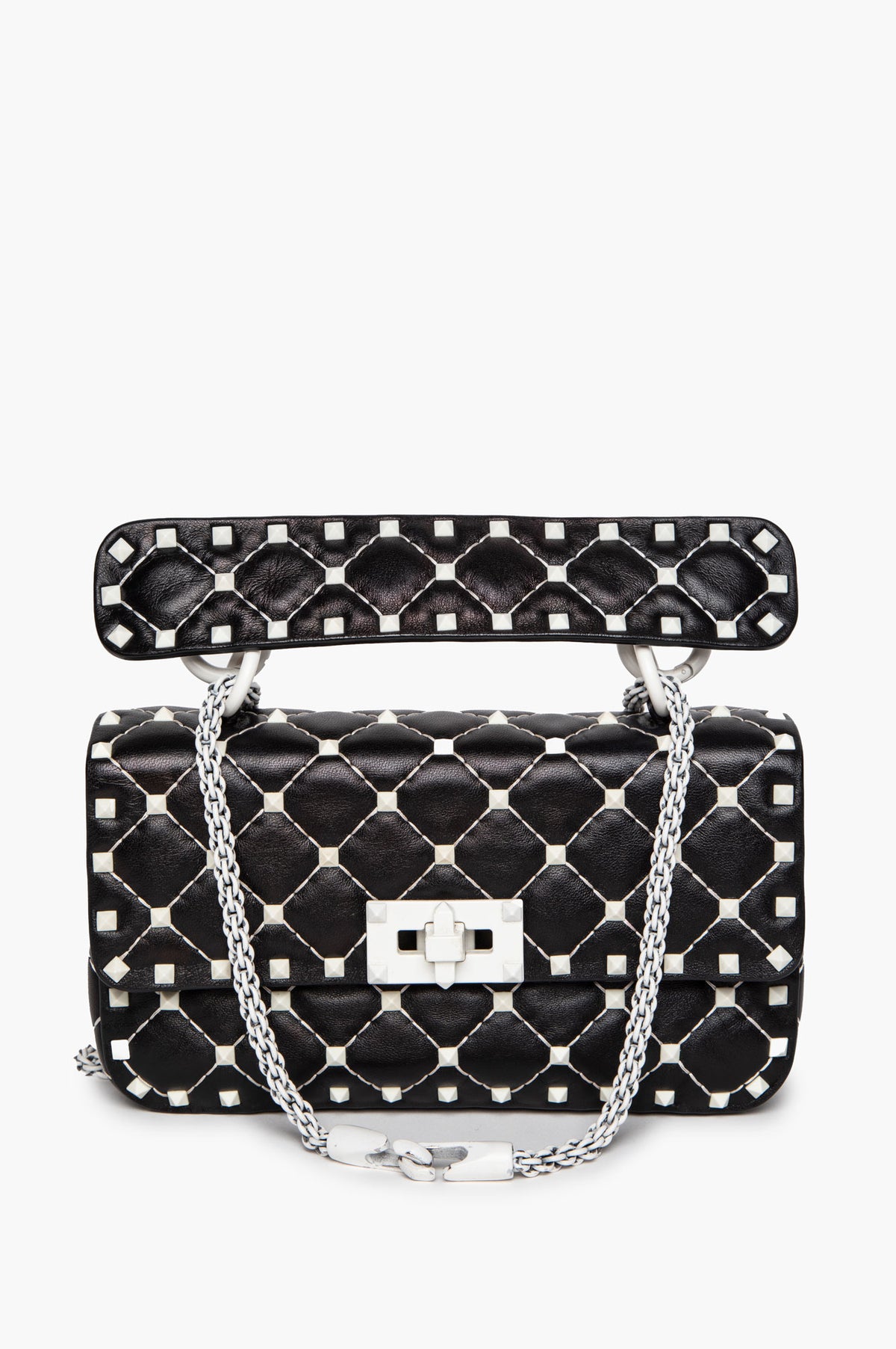 Valentino Black/White Rockstud Chain Bag