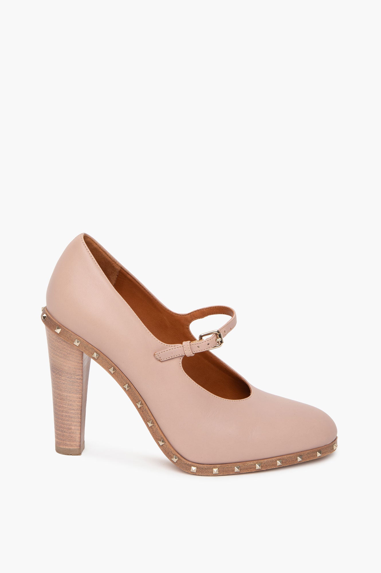Valentino Dusty Rose Leather Soul Rockstud Mary Jane Pumps Size 36.5