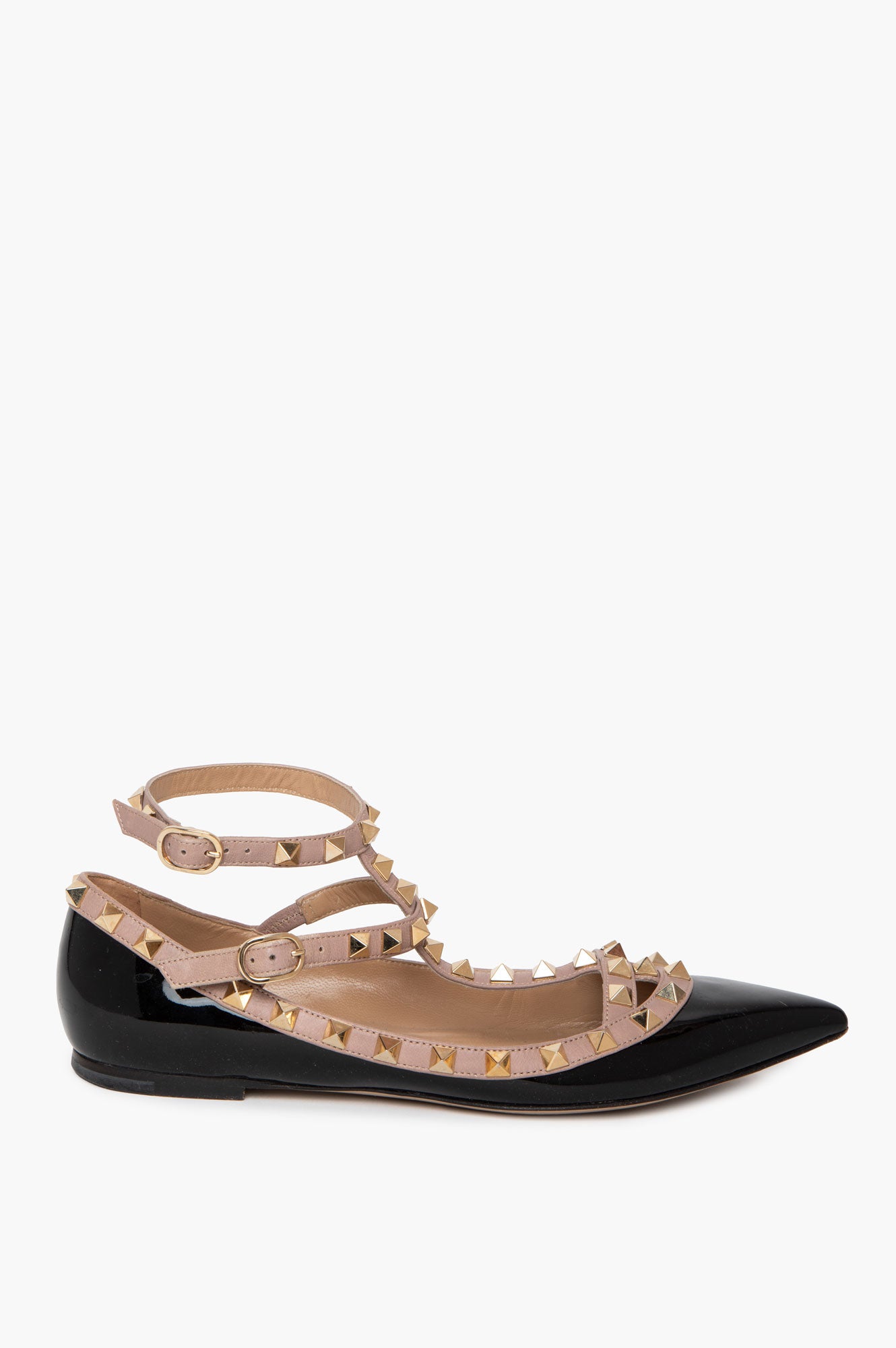 Valentino Black Patent Rockstud Ballet Flats Size 36.5
