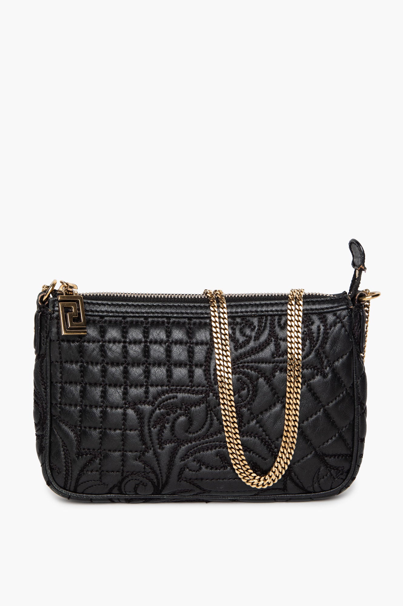 Versace Baroque Quilted Black Leather Vanitas Chain Bag