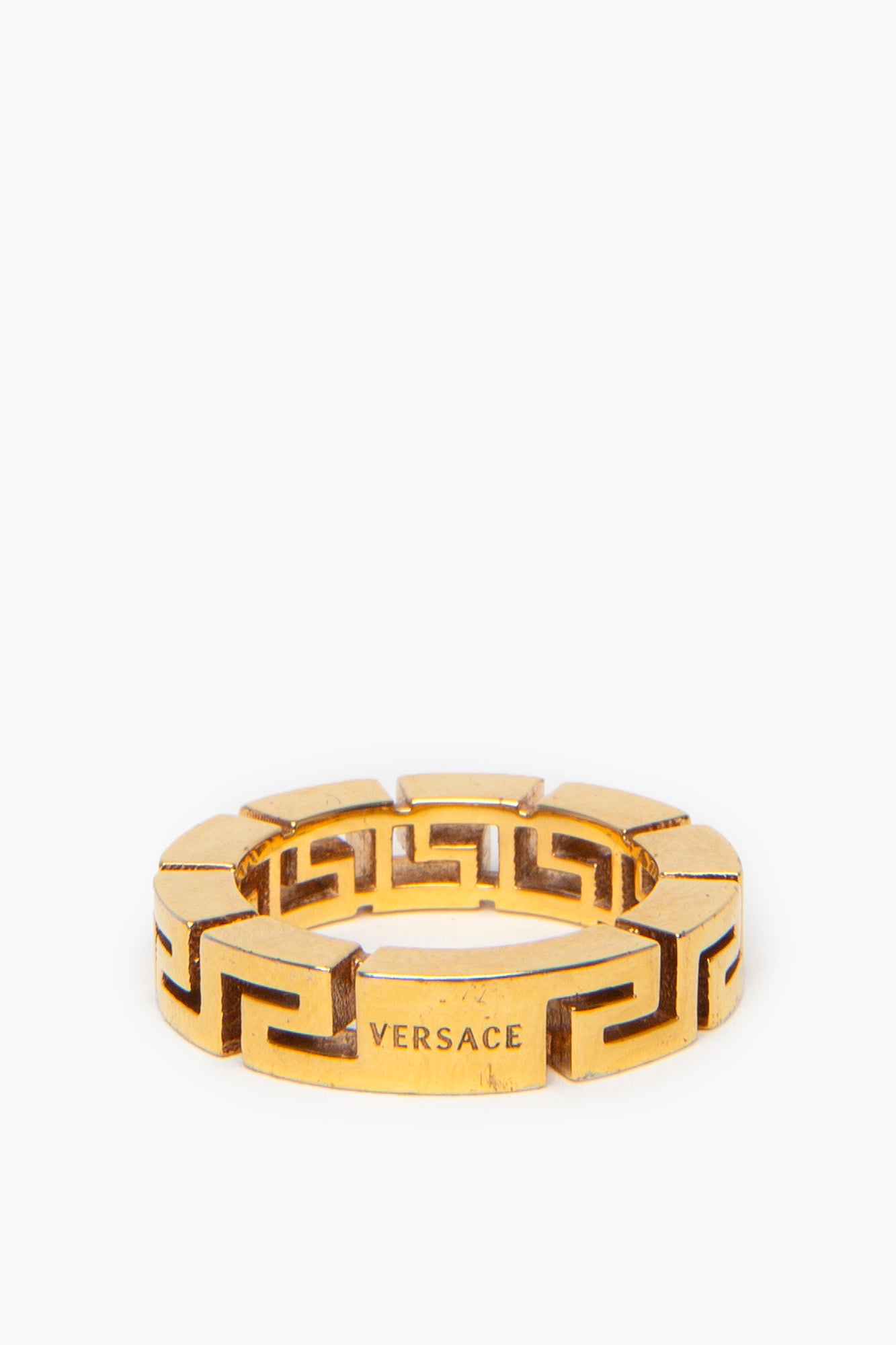 Versace Gold Tone Greca Ring Size 9