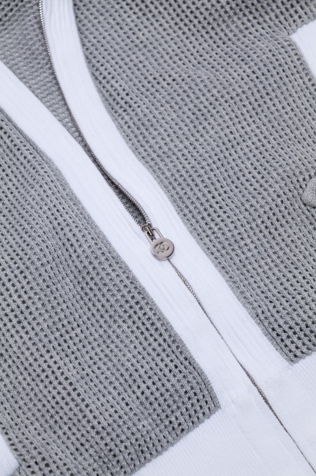 Chanel Grey CC Logo Cardigan Size M/38