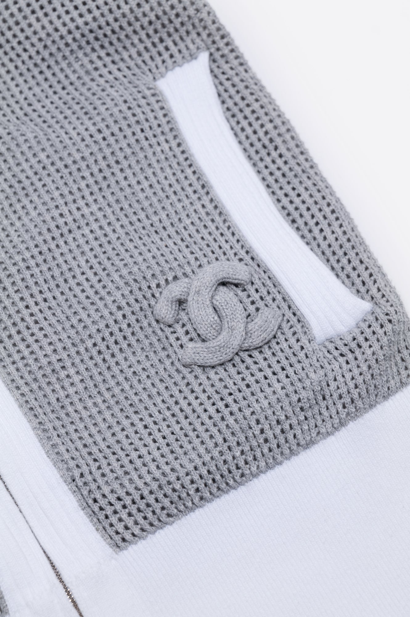 Chanel Grey CC Logo Cardigan Size M/38