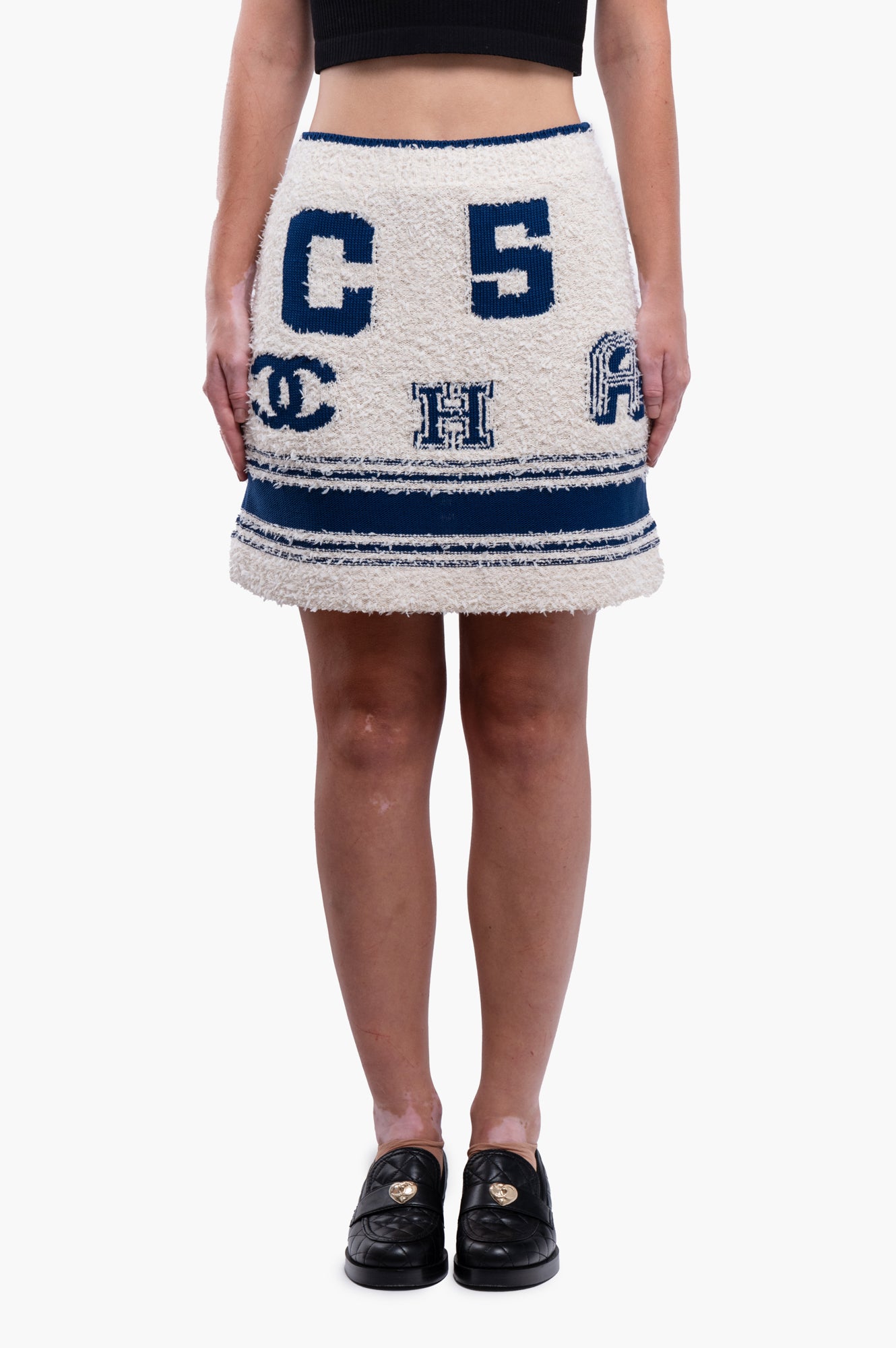 Chanel 2019 White Rue Cambon Tweed Skirt Size M/38