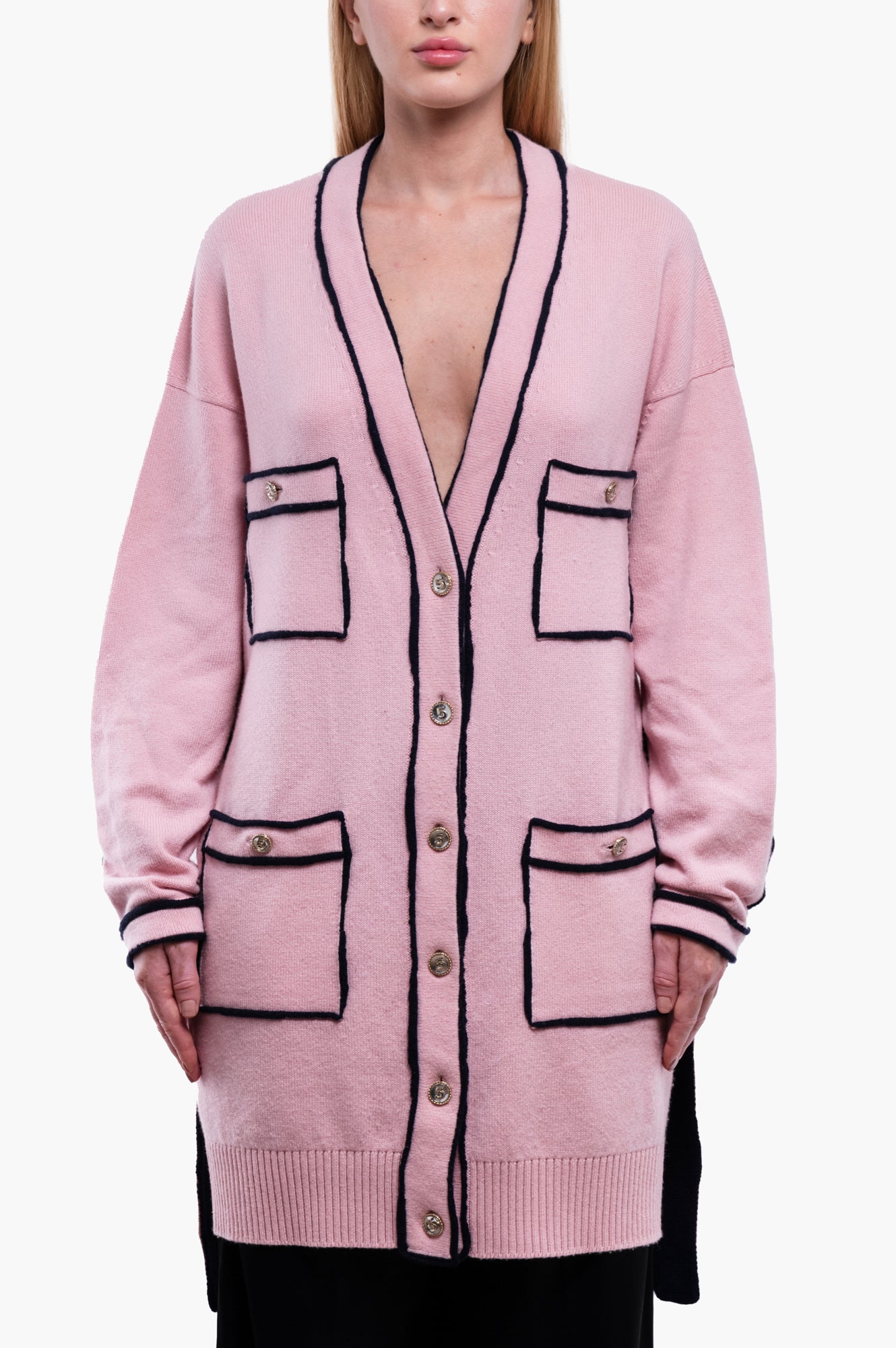 Chanel 2021S Pink Cashmere Cardigan Size M/38