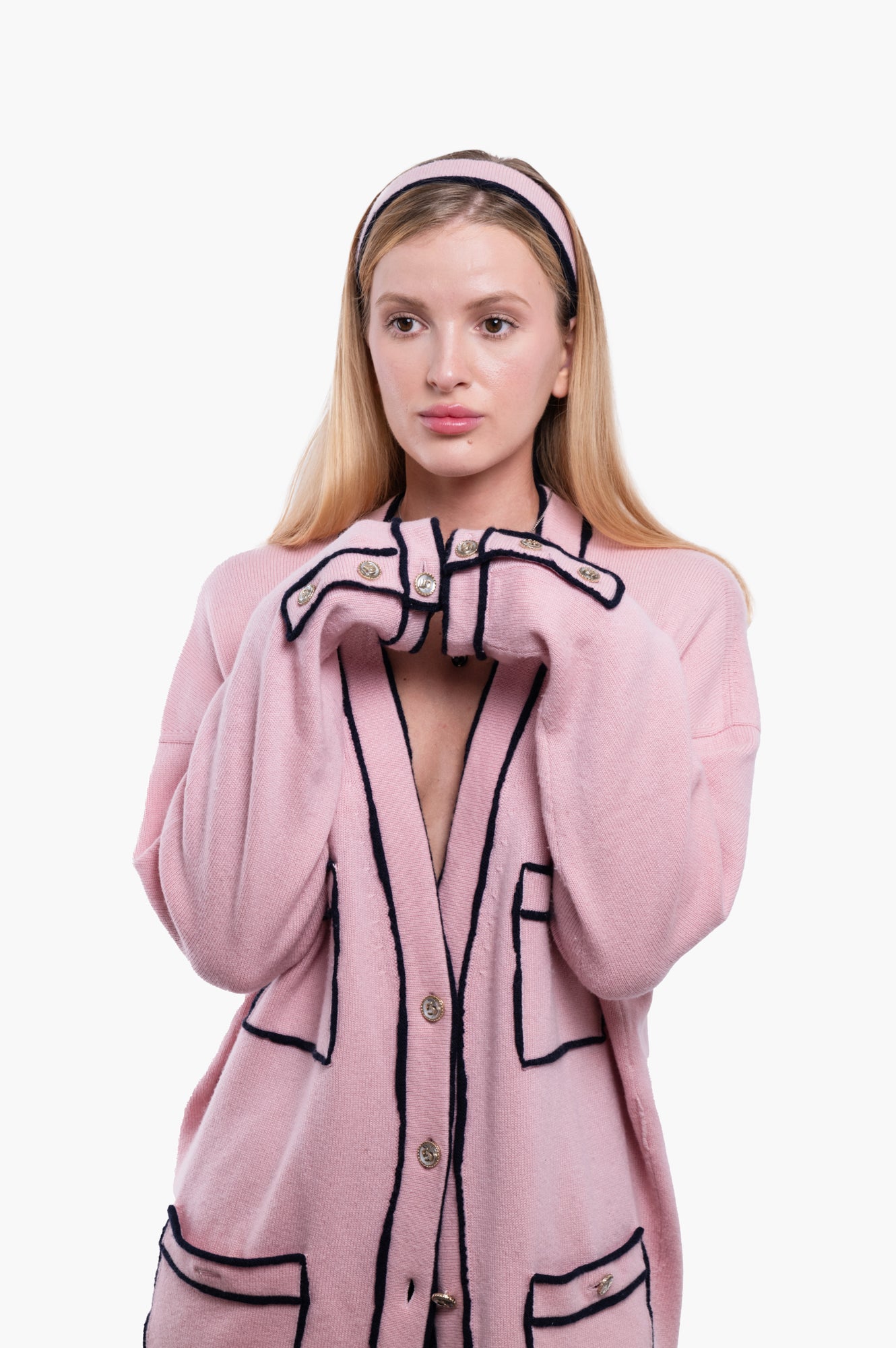 Chanel 2021S Pink Cashmere Cardigan Size M/38