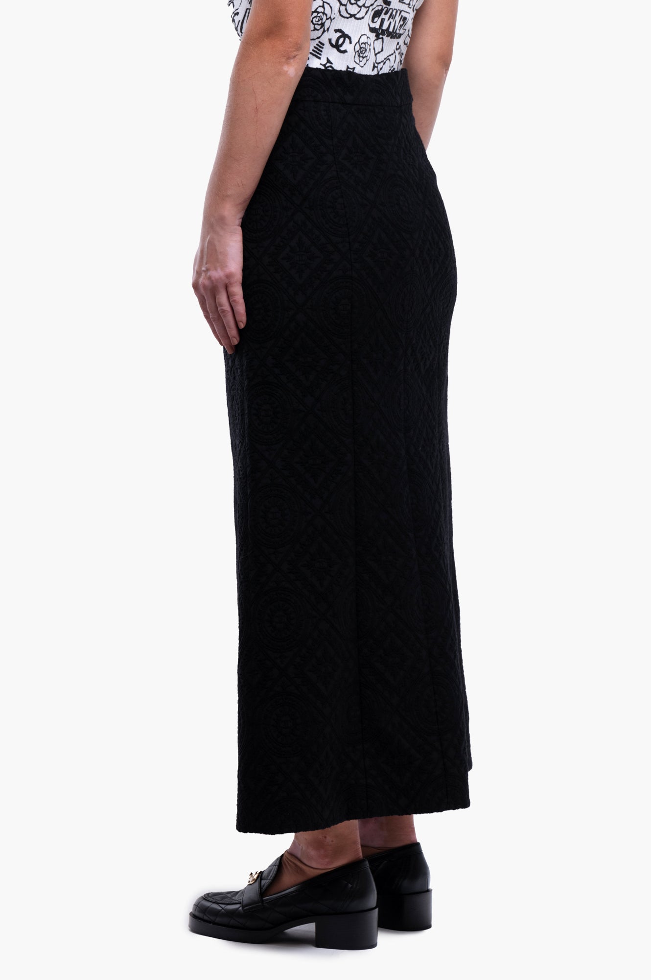 Chanel 2021A Black Maxi Wool Skirt Size 36