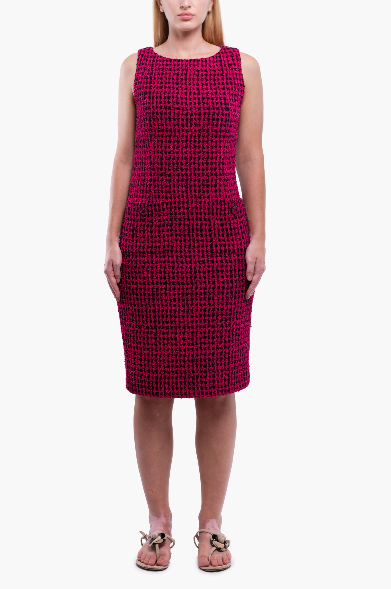 Chanel Pink Tweed 2016F Runway Dress Size 42