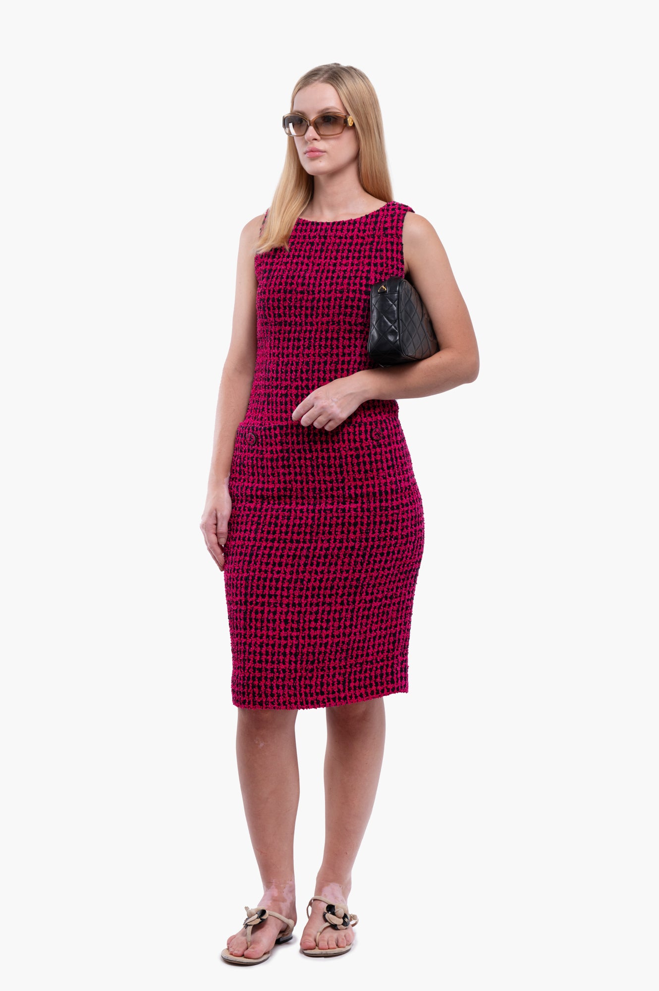 Chanel Pink Tweed 2016F Runway Dress Size 42
