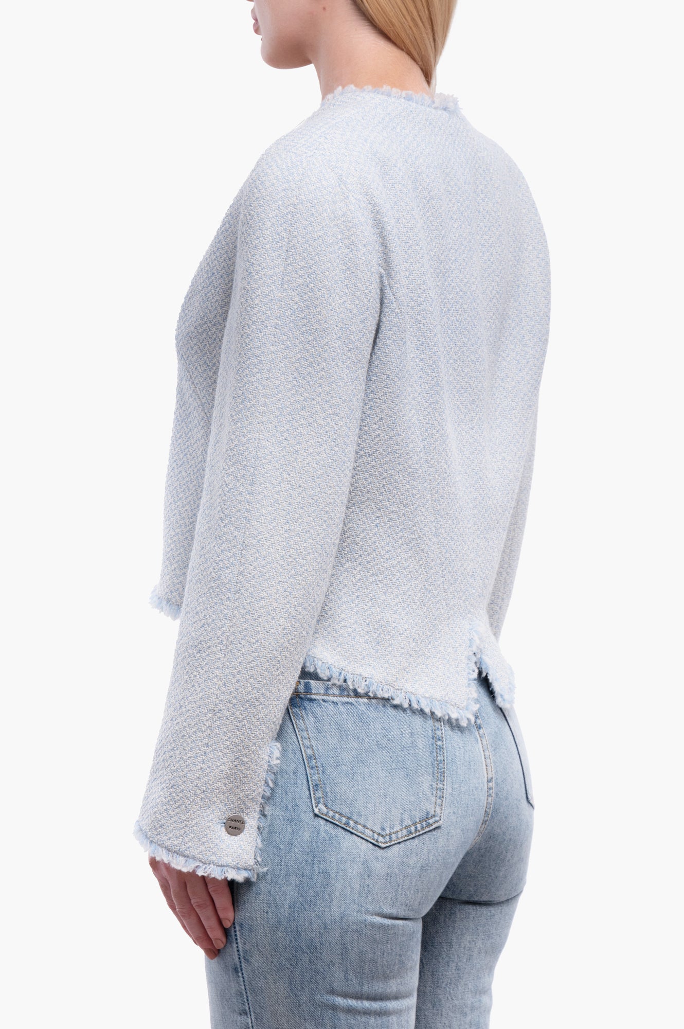 Chanel 2000 Light Blue Tweed Blazer Size 40