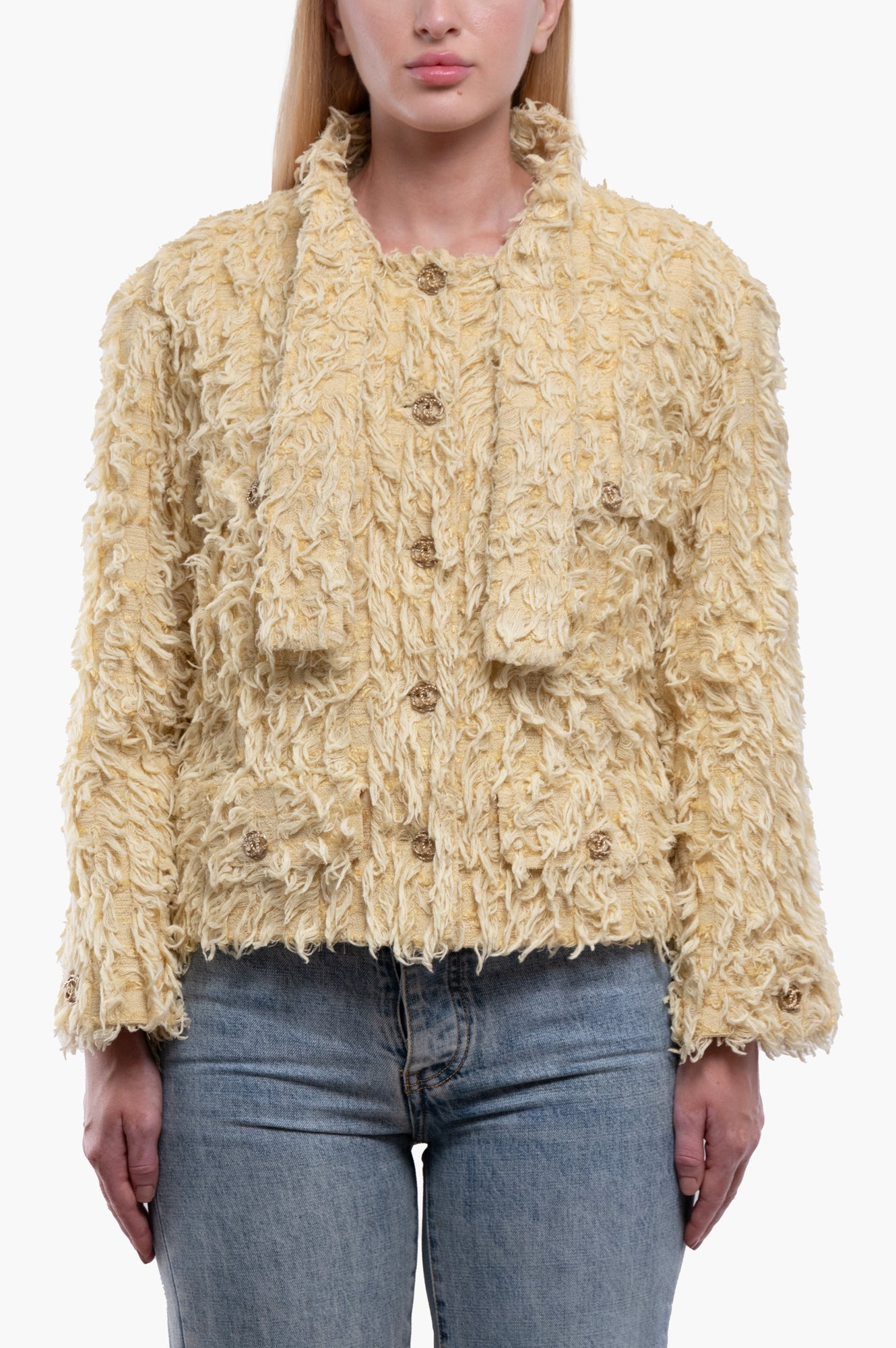Chanel 2021 Runway Yellow Jacket Size L/40