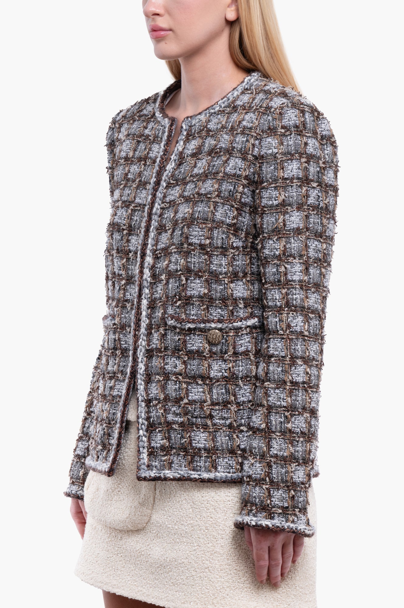 Chanel 2018 Tweed Collarless Jacket Size M/38