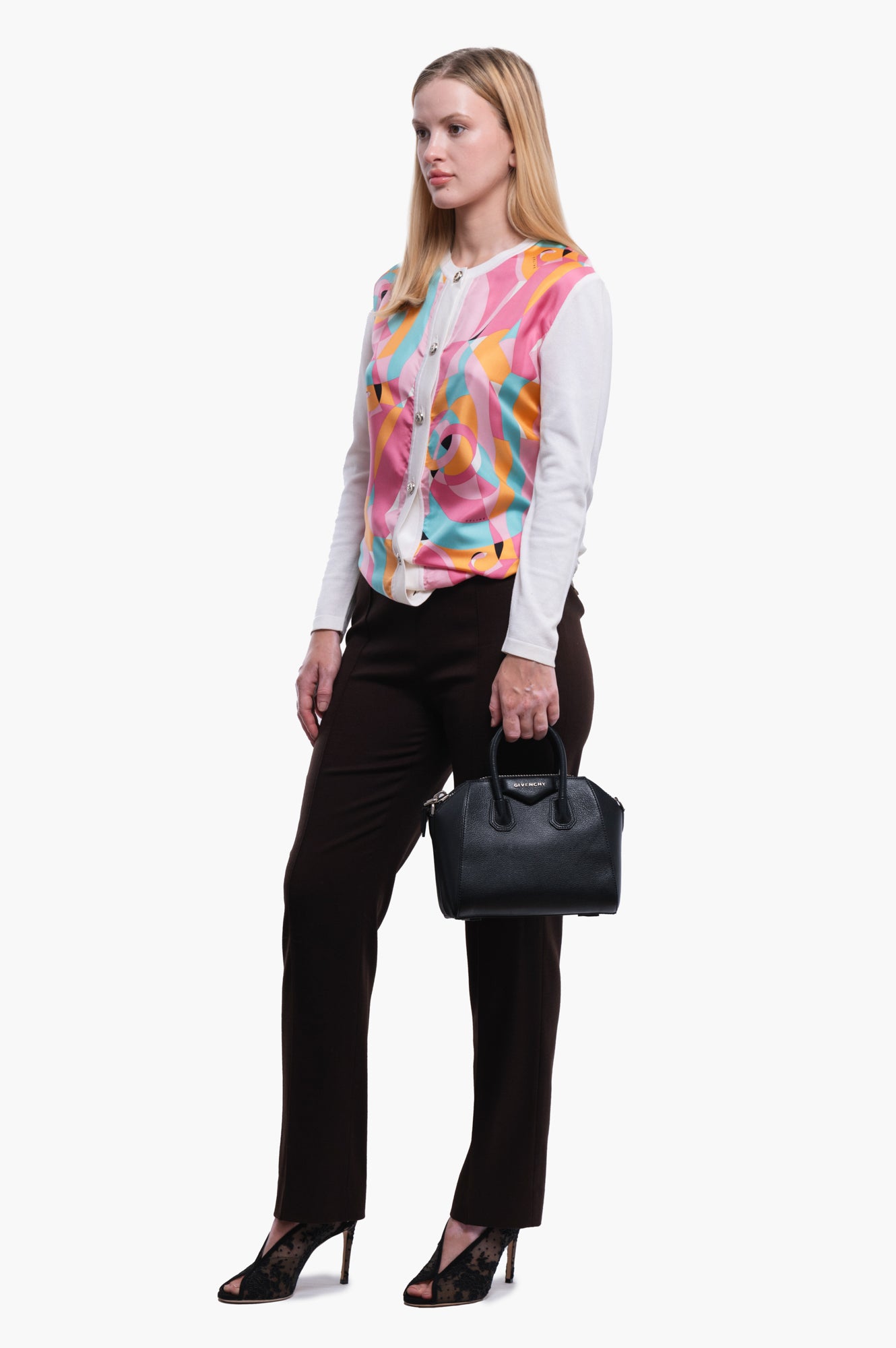 Celine Cream Printed Cardigan Size 38