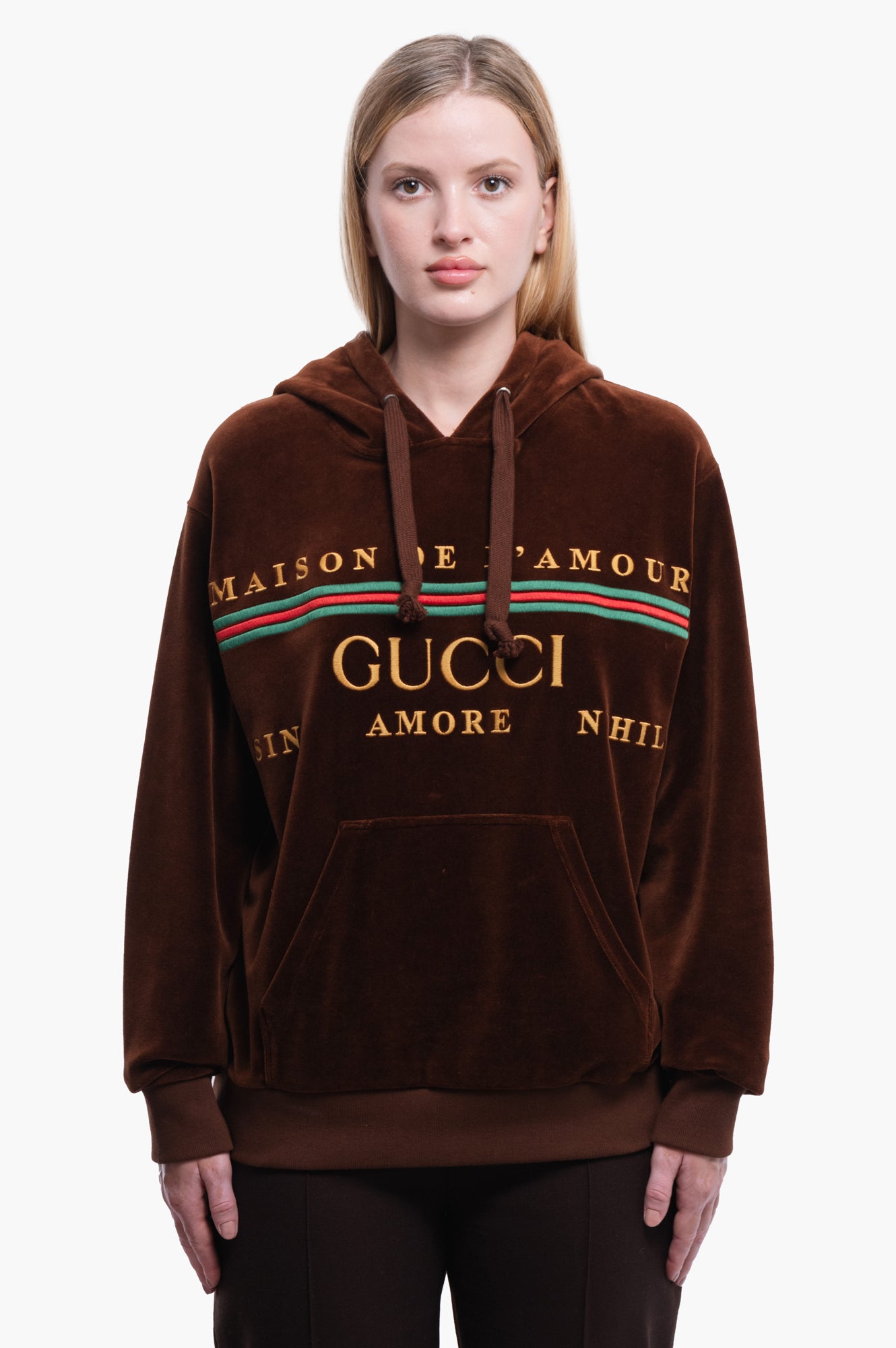 Gucci 2019 Web Accent Hoodie in Brown Size XS