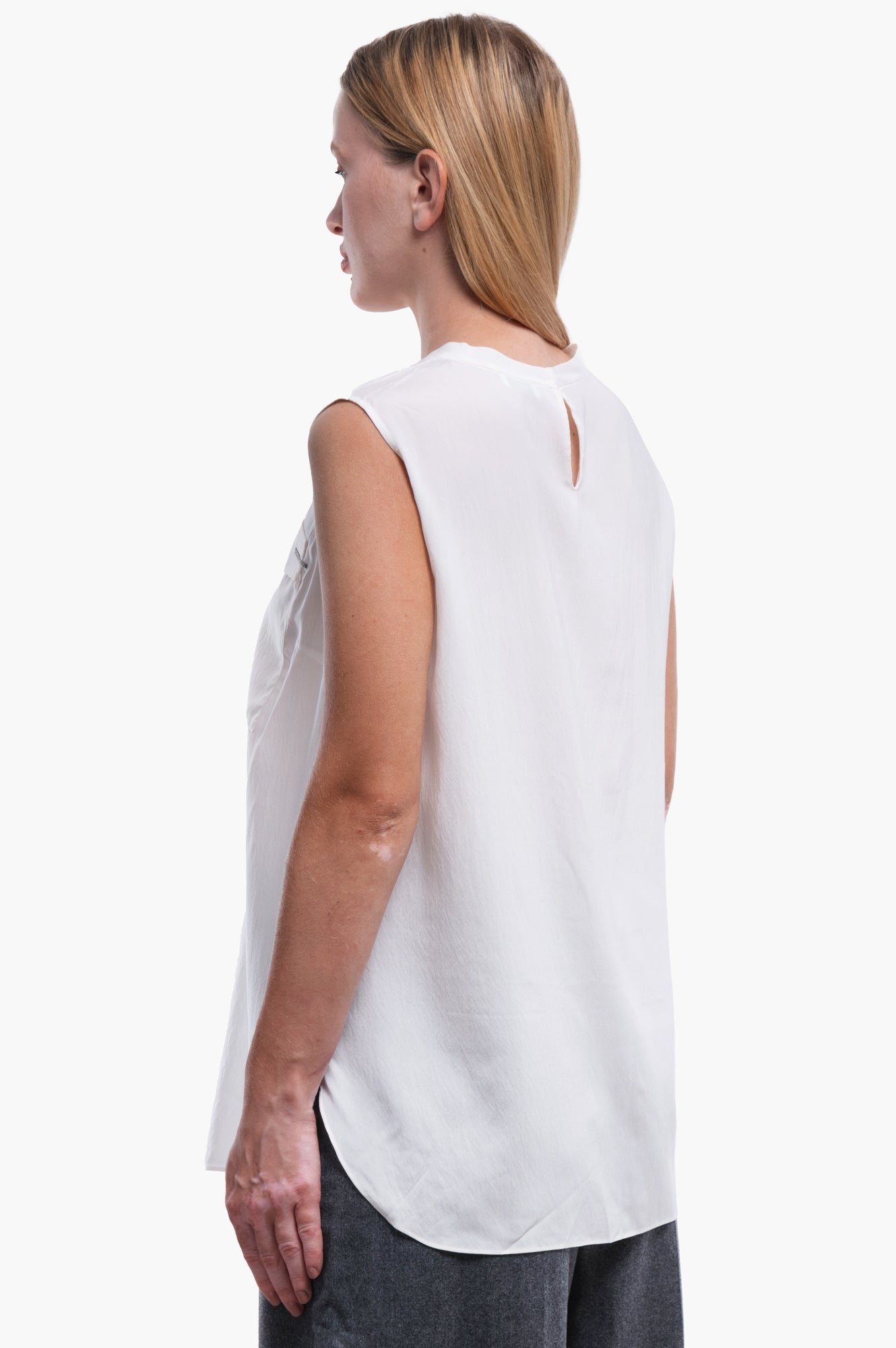 Brunello Cucinelli White Silk Tank Top Size M