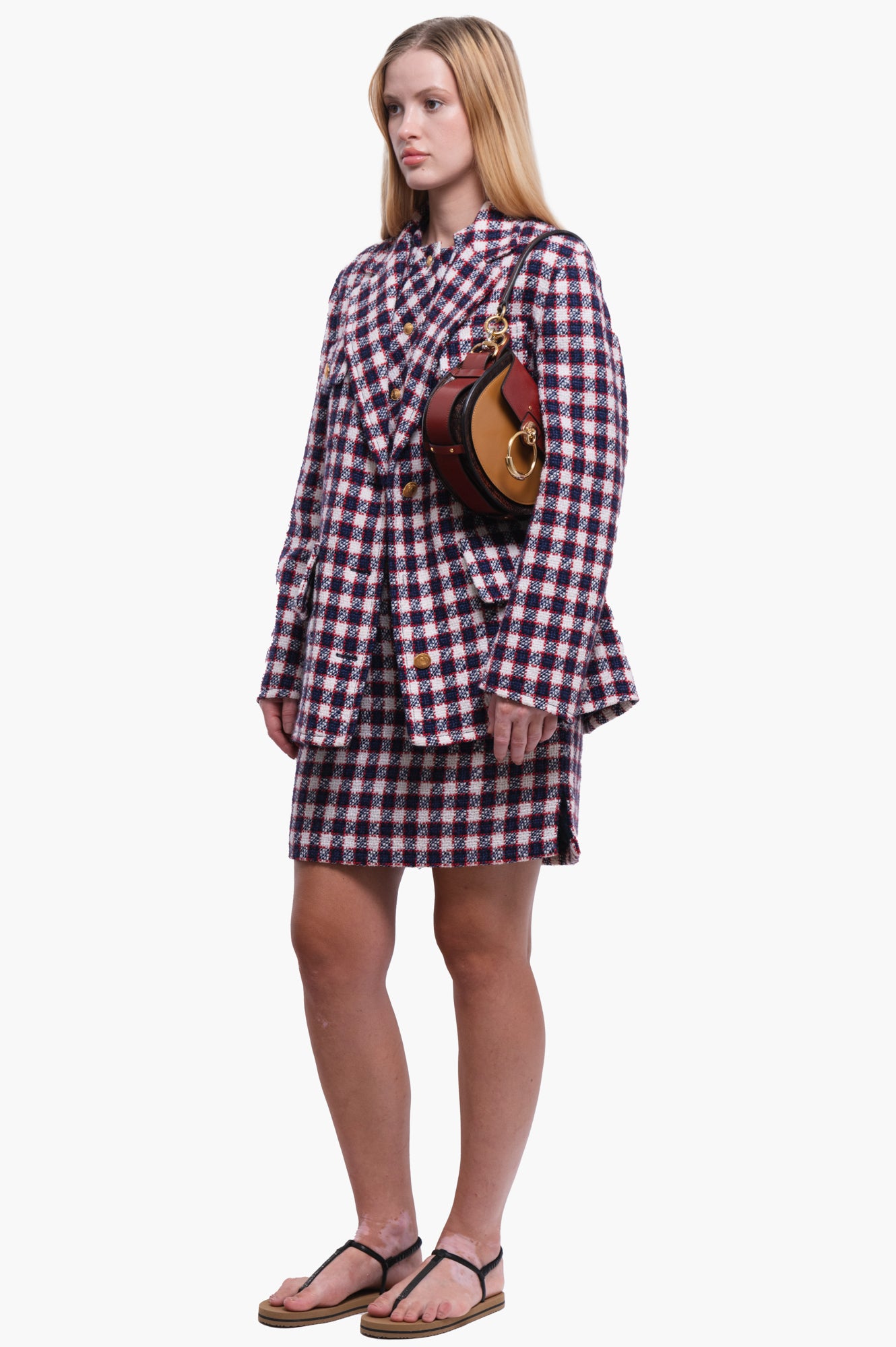 Gucci Tweed Blue/White/Red Plaid Jacket Size 40