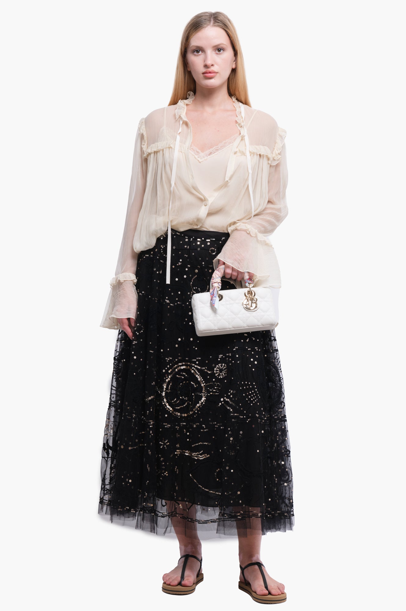 Gucci Silk Chiffon Ruffle Shirt Size 42