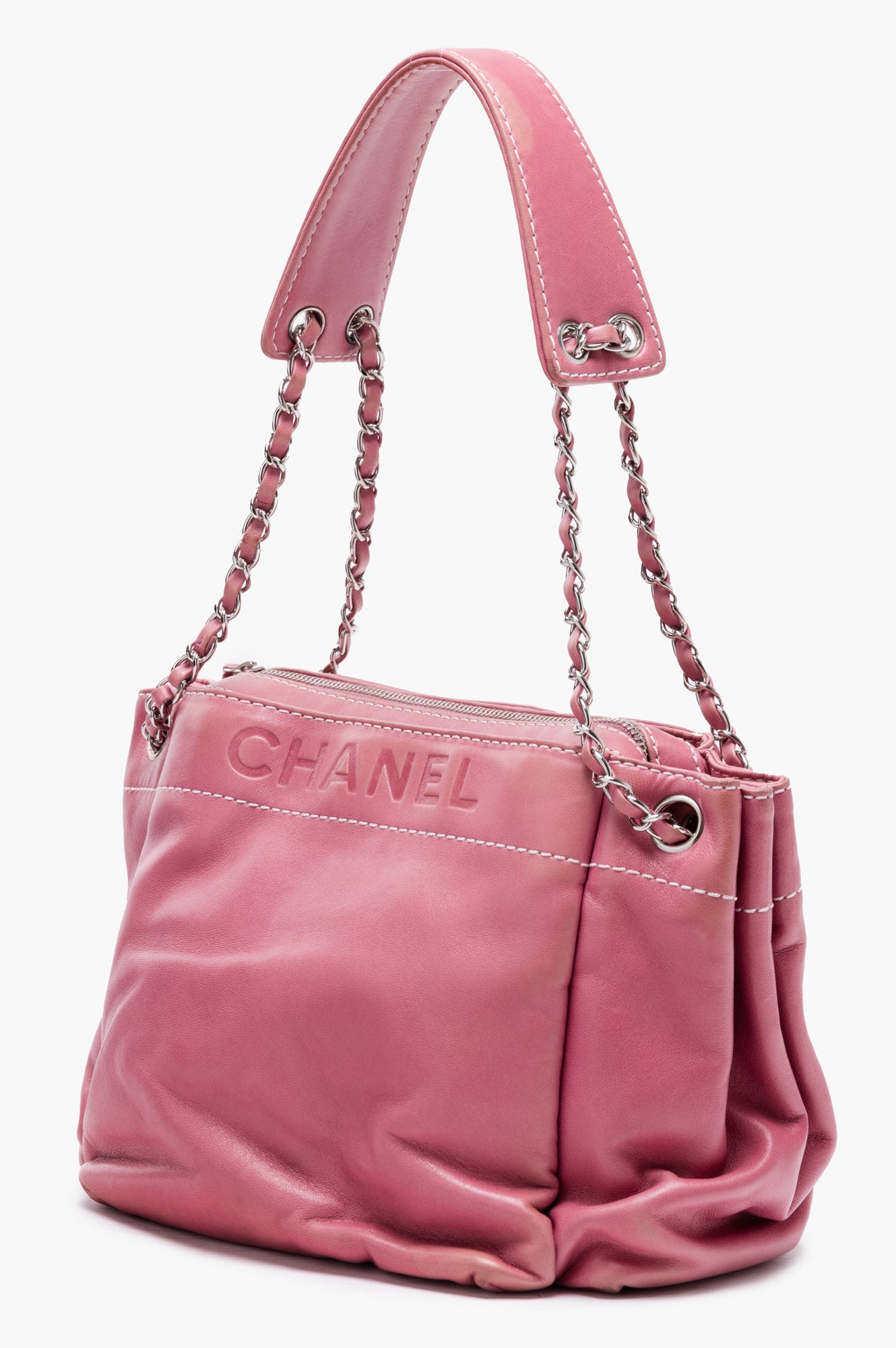 Chanel Pink Lambskin Lax Accordion Shoulder Bag