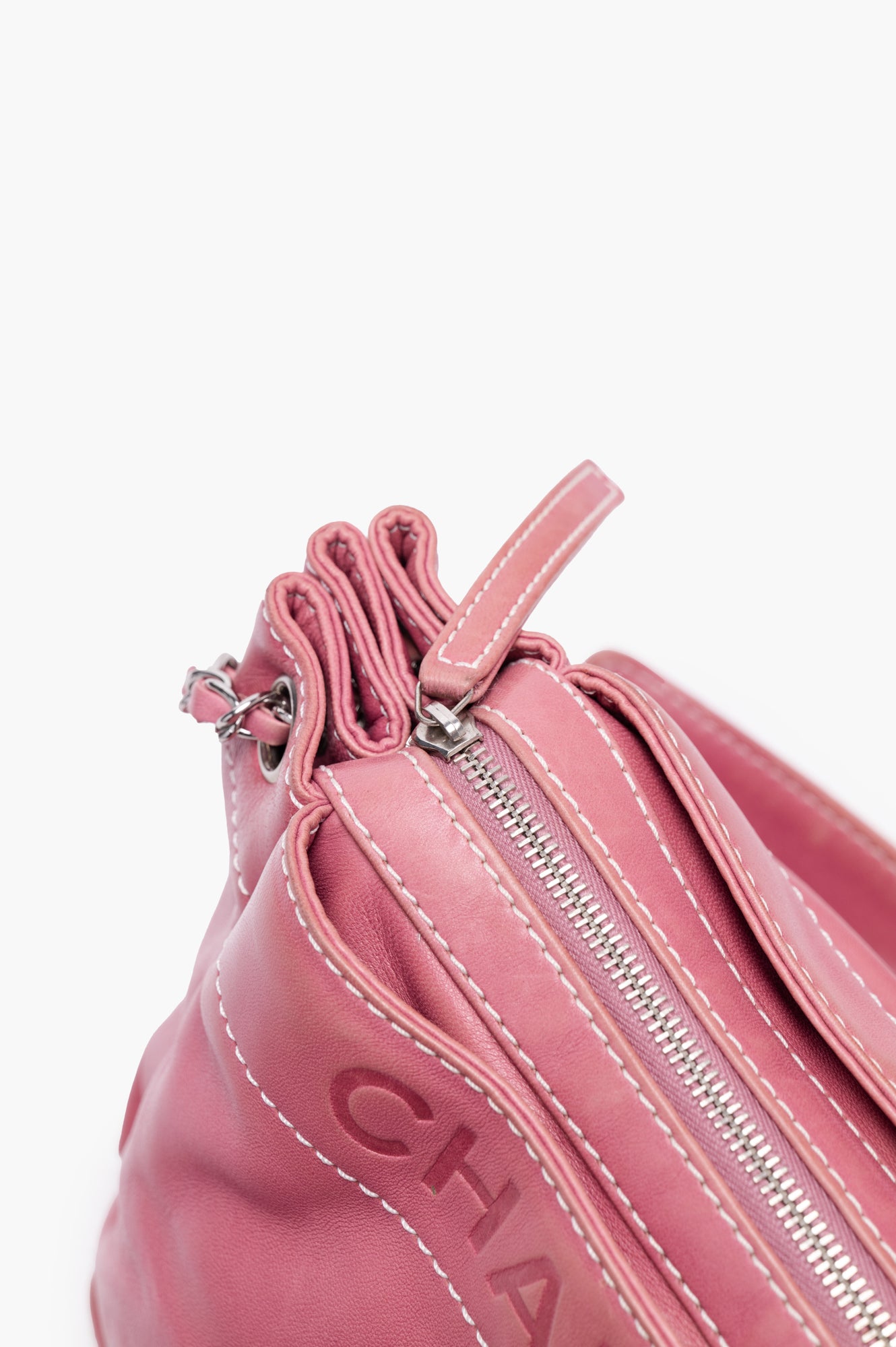 Chanel Pink Lambskin Lax Accordion Shoulder Bag