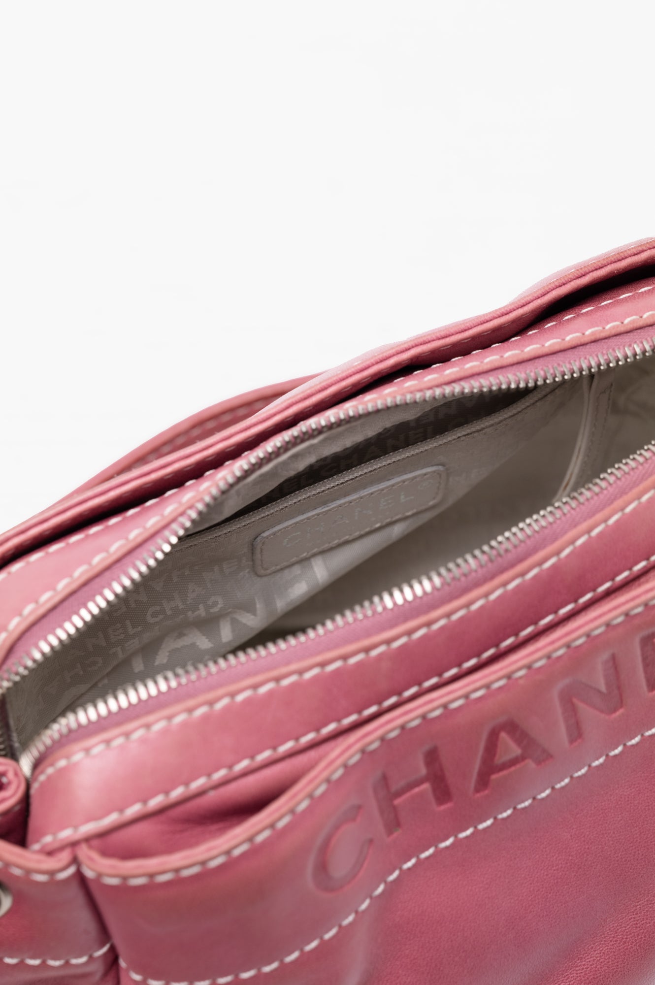 Chanel Pink Lambskin Lax Accordion Shoulder Bag