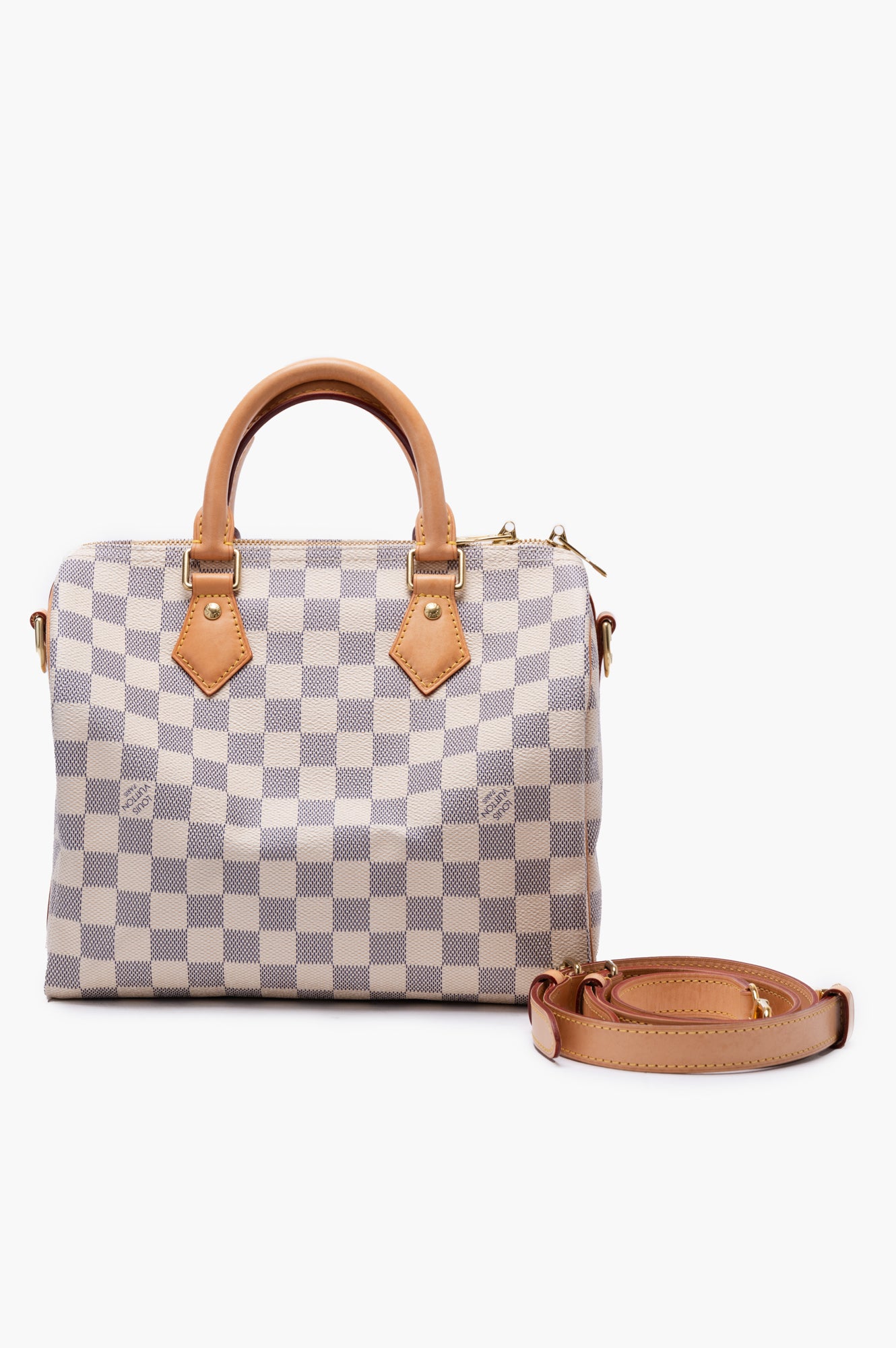 Louis Vuitton White Damier Azur Speedy 25 With Strap Bag